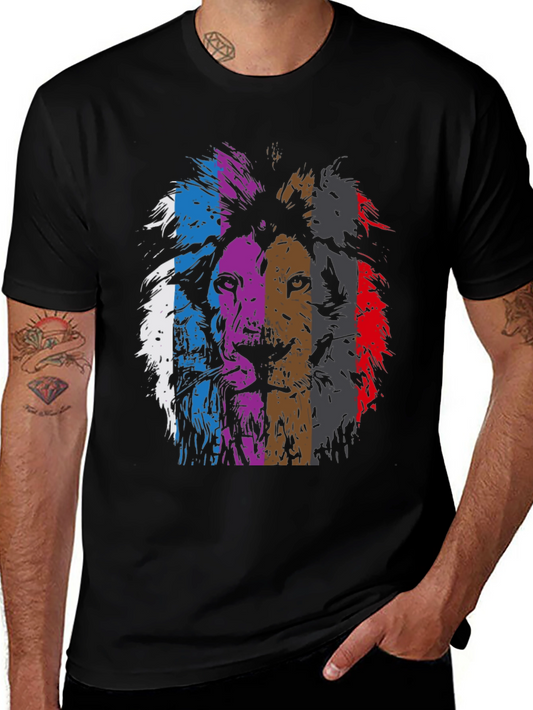 Lion Graphic Print Mens Black T-Shirt