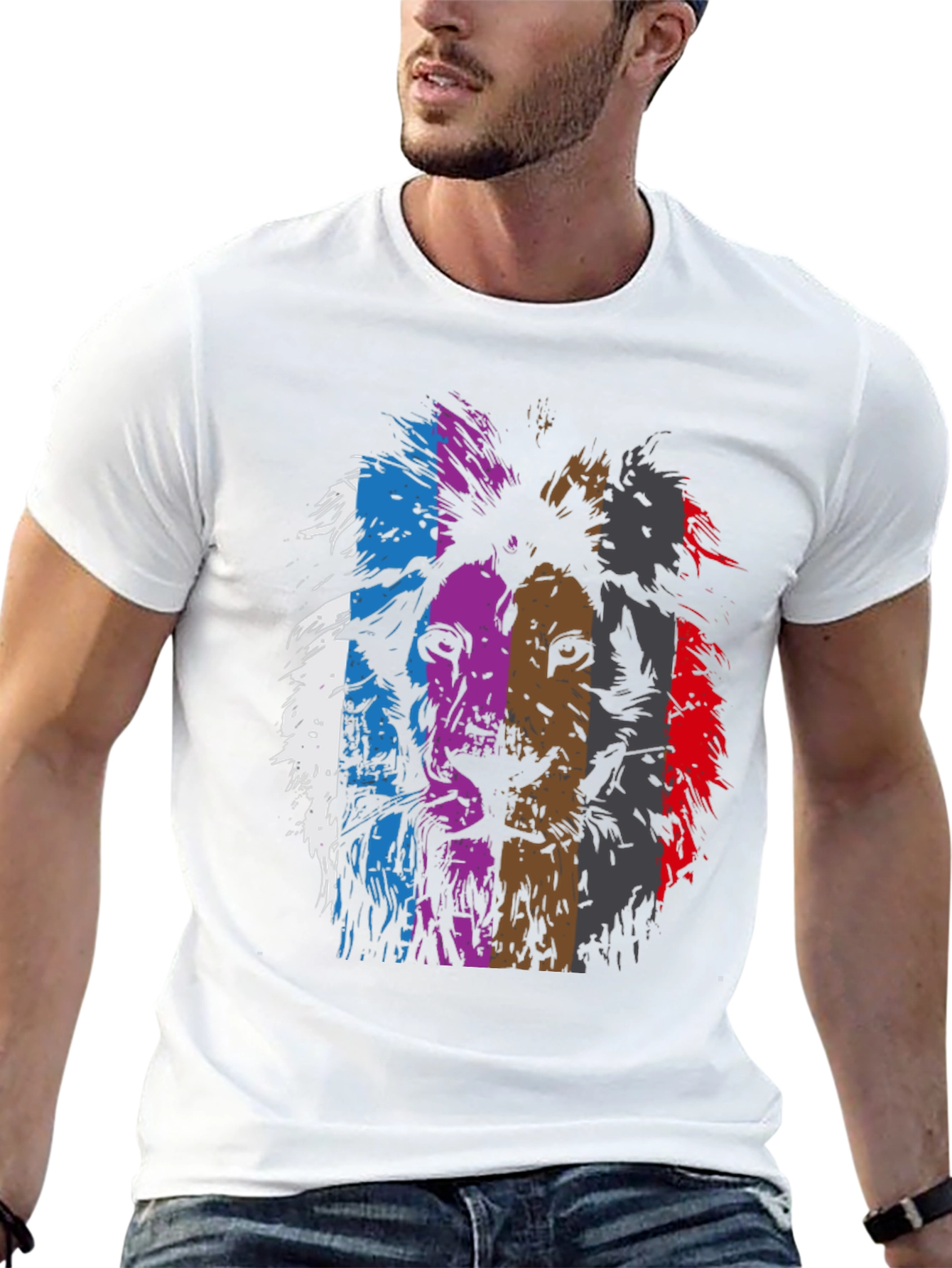 Lion Graphic Print Mens Black T-Shirt