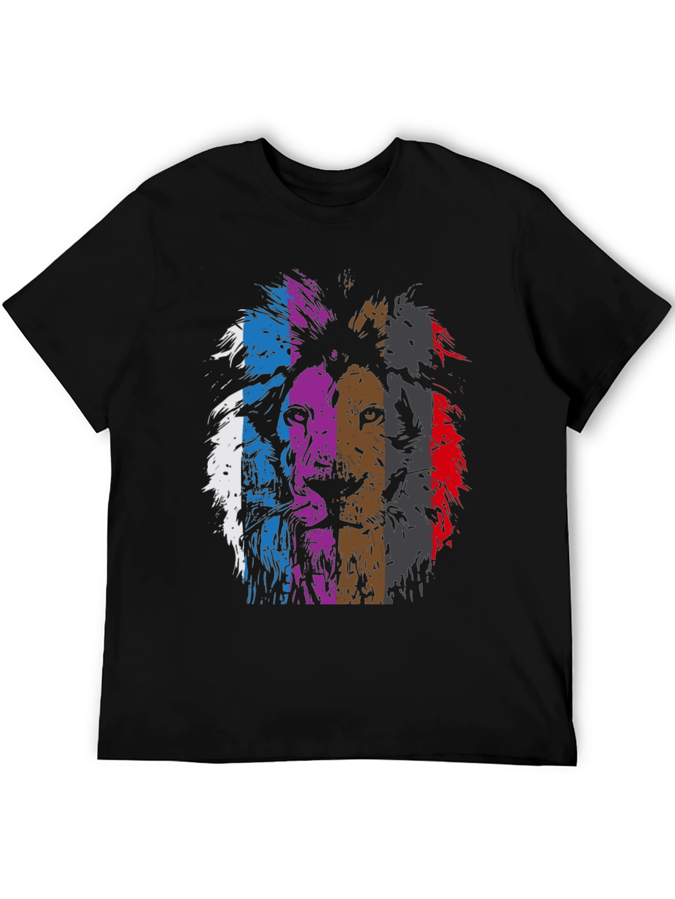Lion Graphic Print Mens Black T-Shirt