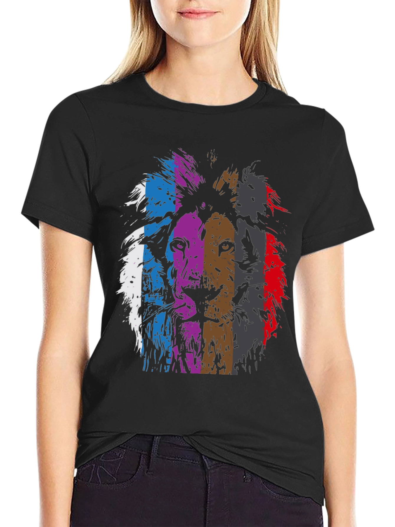 Lion Graphic Print Mens Black T-Shirt
