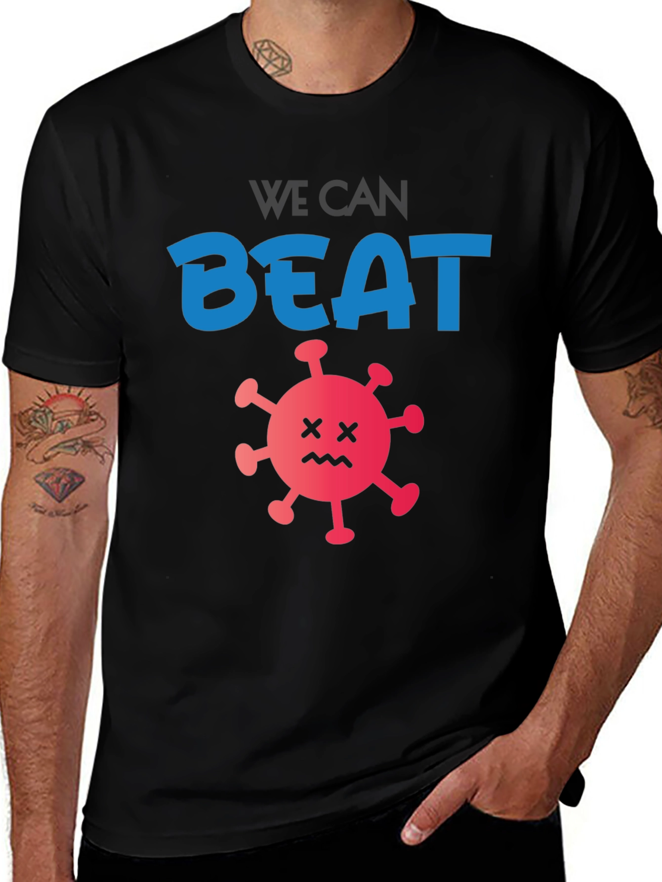 We Can Beat It Black Graphic T-Shirt
