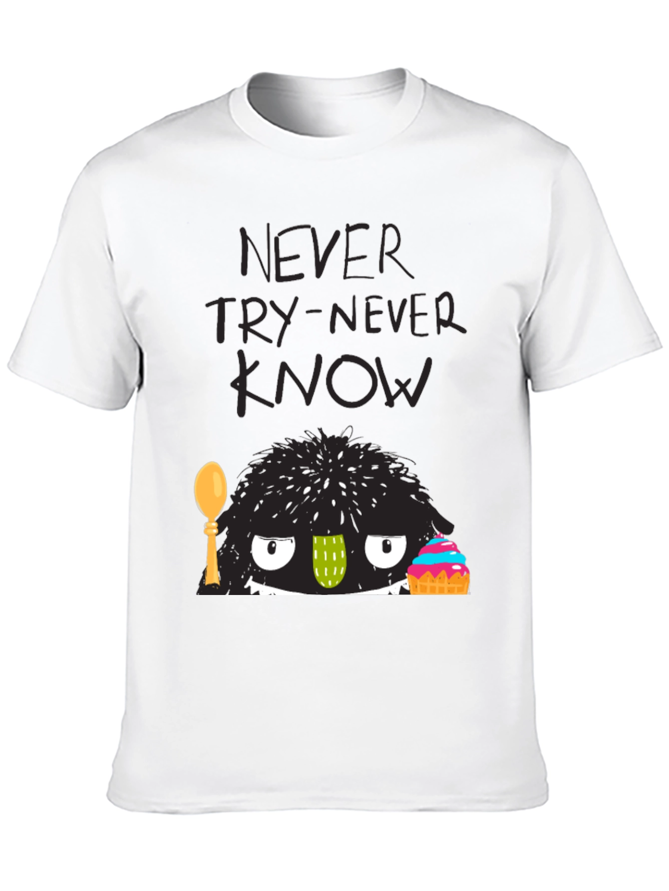 Never Try-Never Know Monster Graphic Black Tee