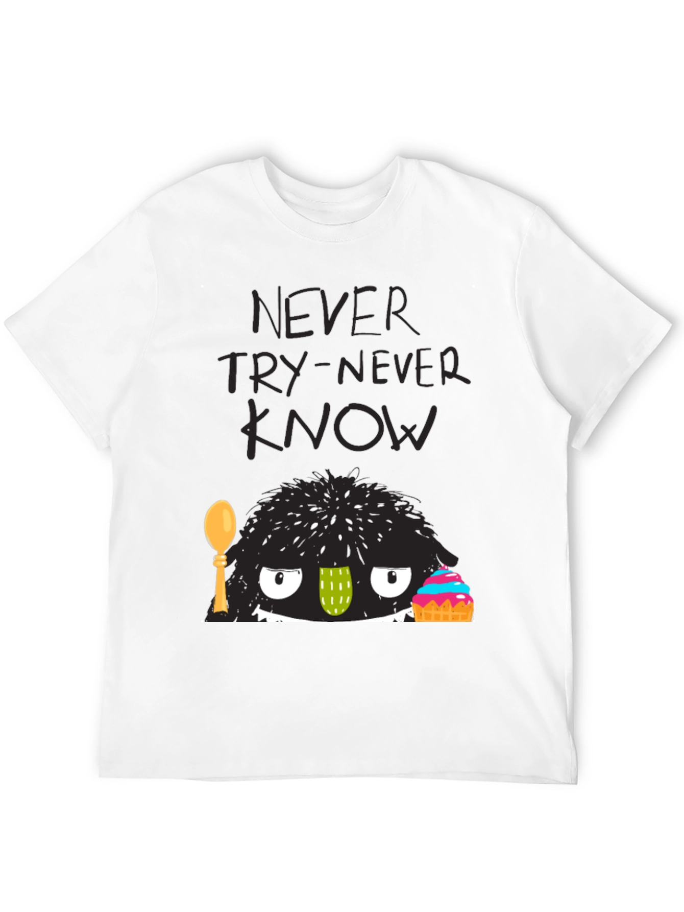 Never Try-Never Know Monster Graphic Black Tee
