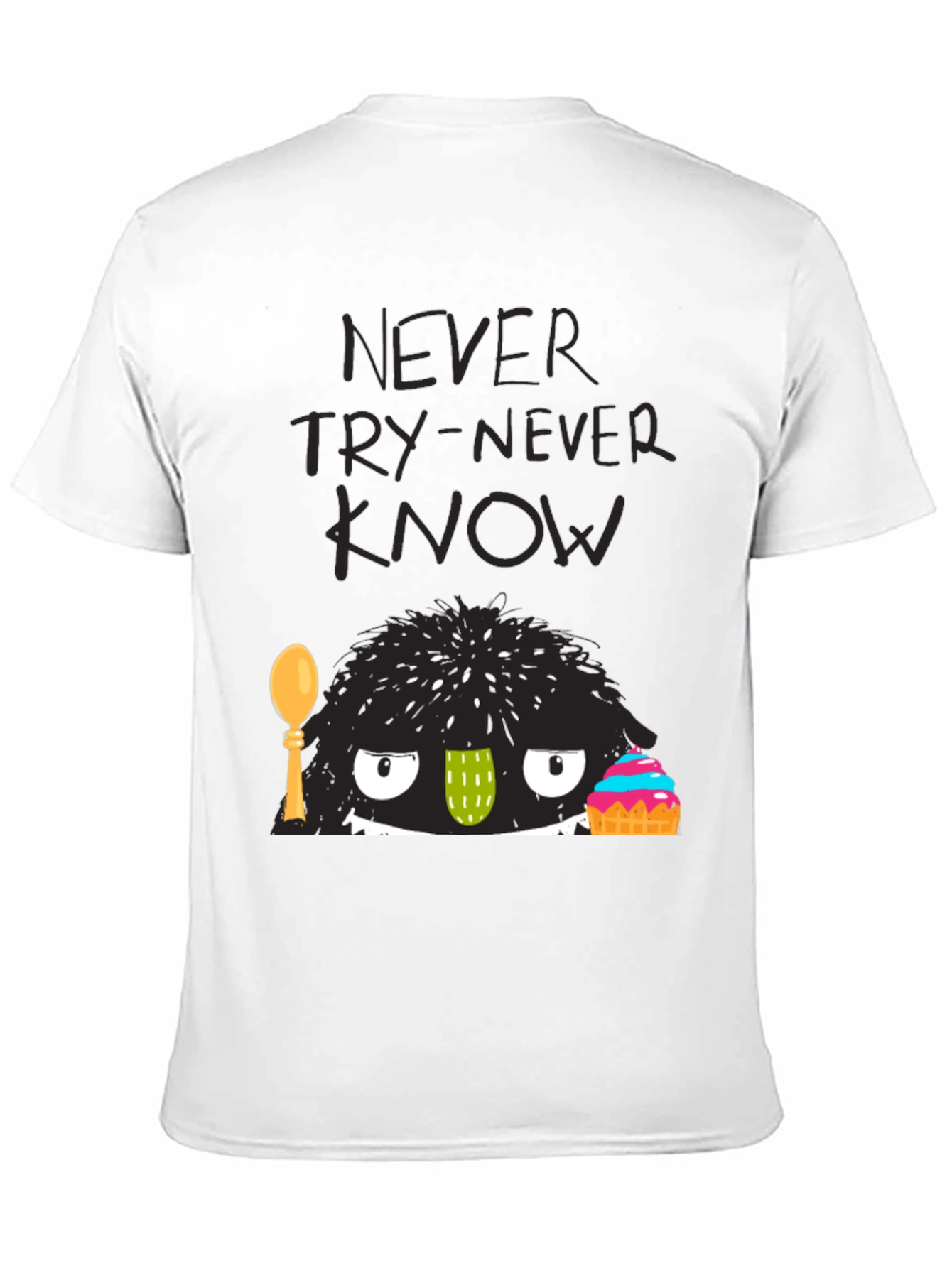 Never Try-Never Know Monster Graphic Black Tee