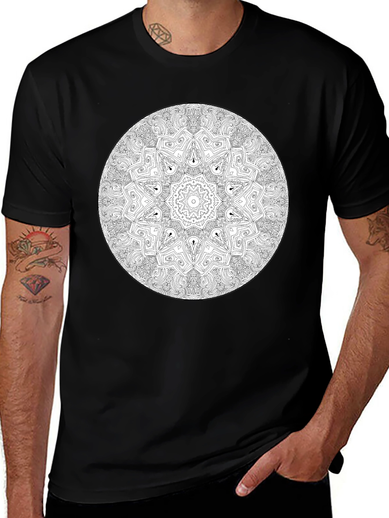 Mandala Design Black T-Shirt - Unisex
