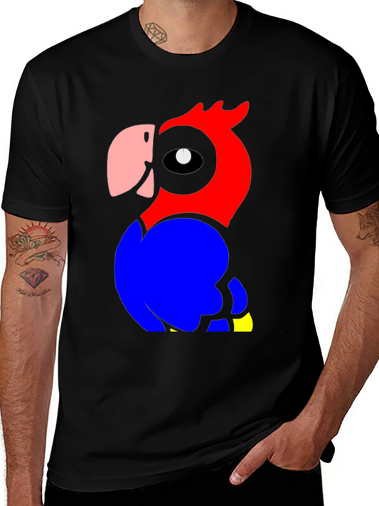 Parrot Graphic Tee - Mens Black Cotton T-Shirt