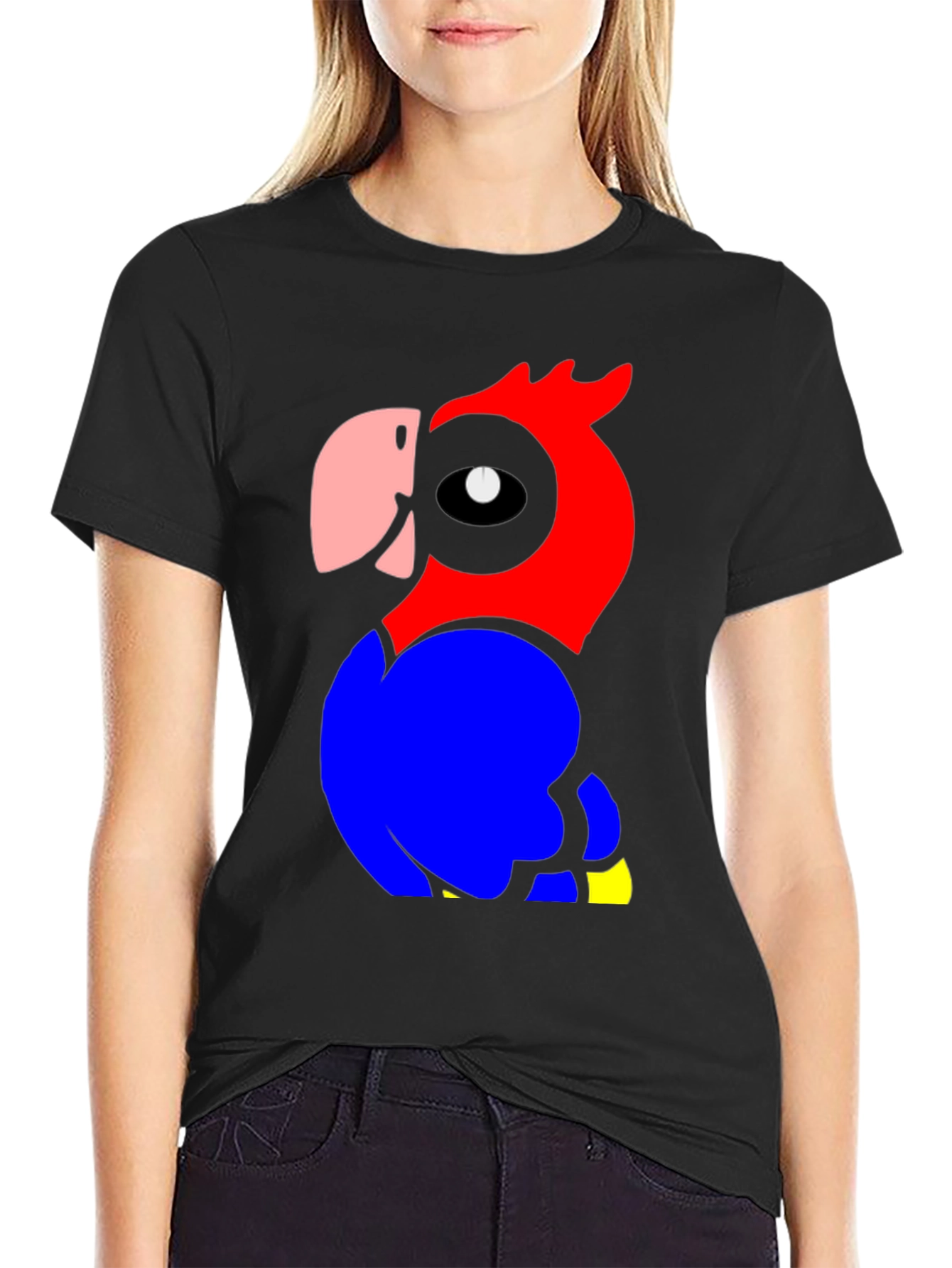 Parrot Graphic Tee - Mens Black Cotton T-Shirt