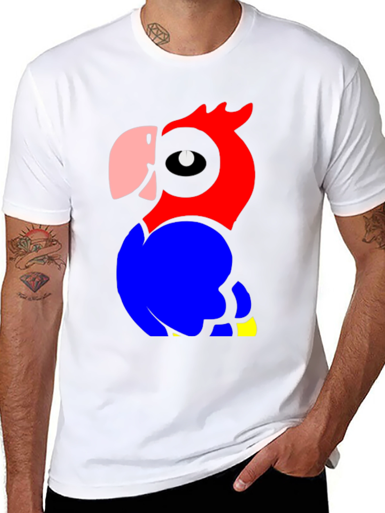 Parrot Graphic Tee - Mens Black Cotton T-Shirt