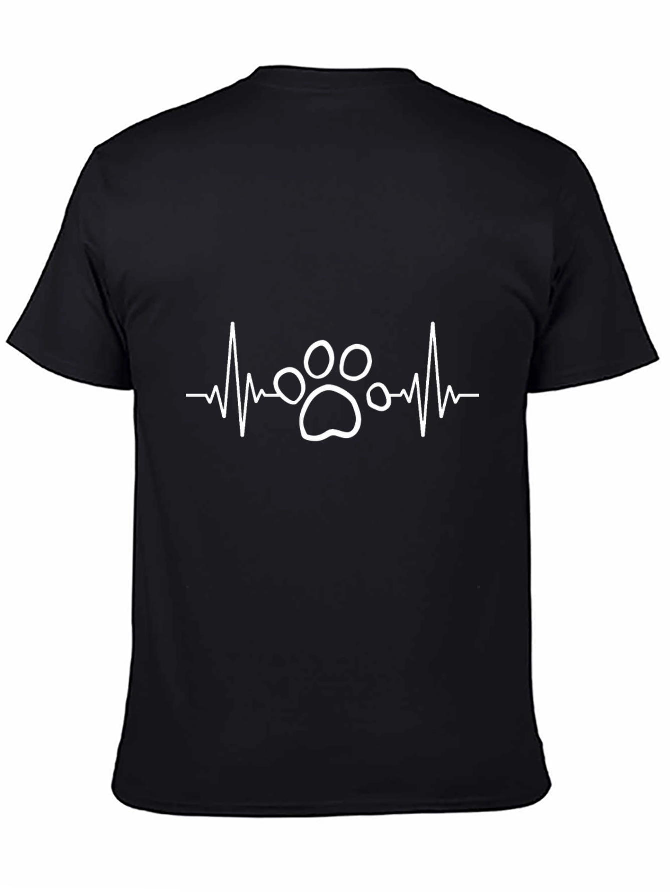 Dog Paw Heartbeat Graphic Tee - Black