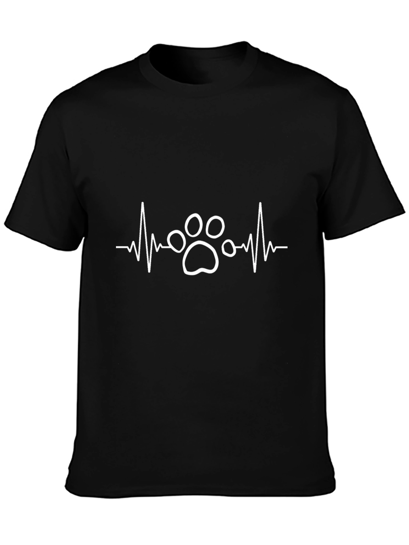 Dog Paw Heartbeat Graphic Tee - Black