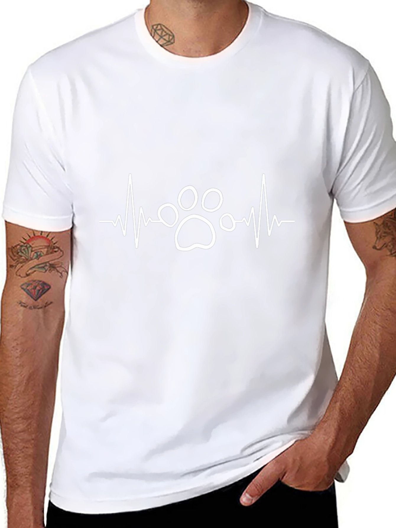 Dog Paw Heartbeat Graphic Tee - Black