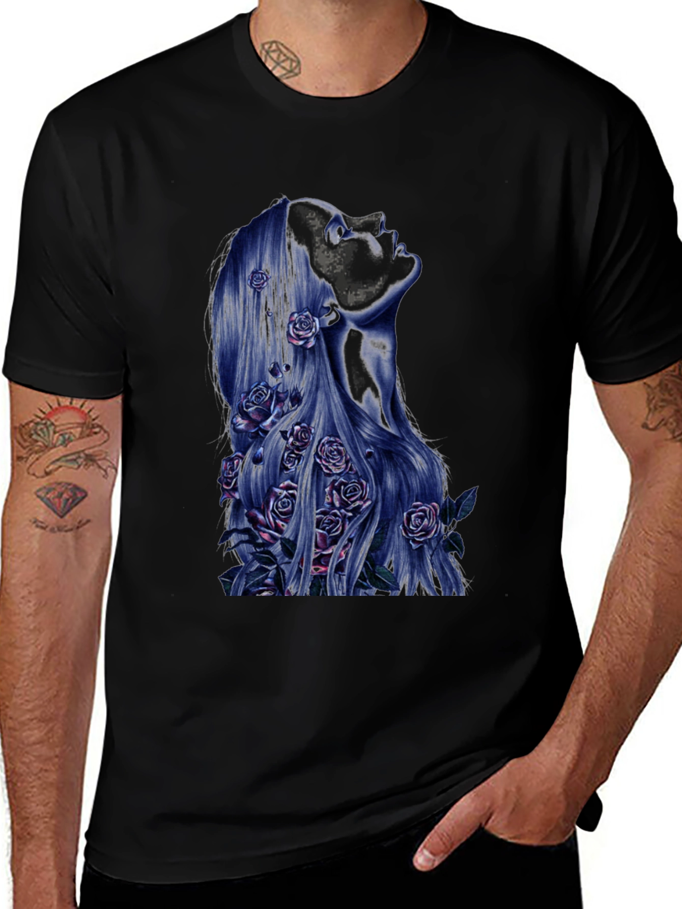 Floral Silhouette Graphic Tee - Black Unisex T-Shirt
