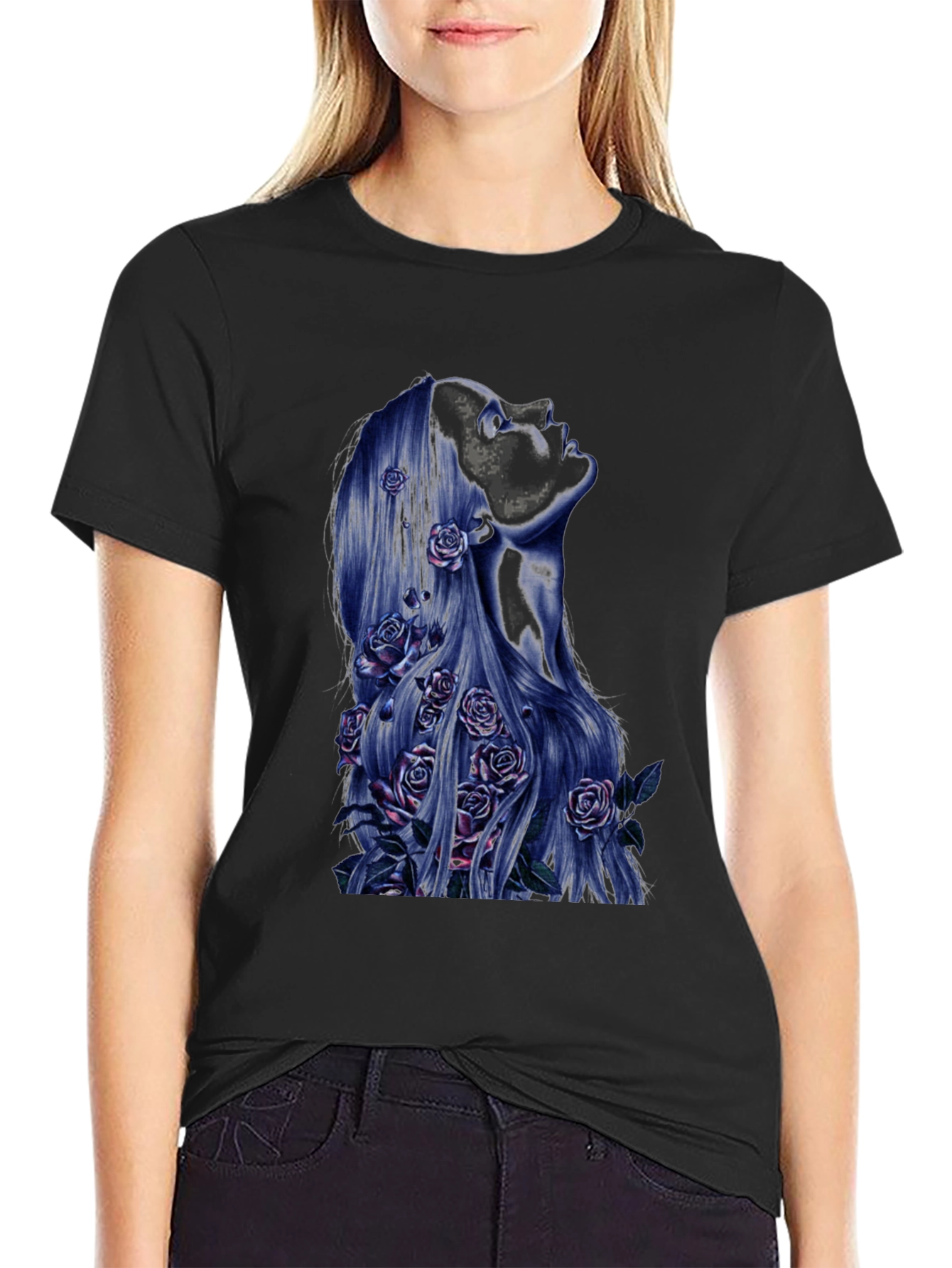 Floral Silhouette Graphic Tee - Black Unisex T-Shirt