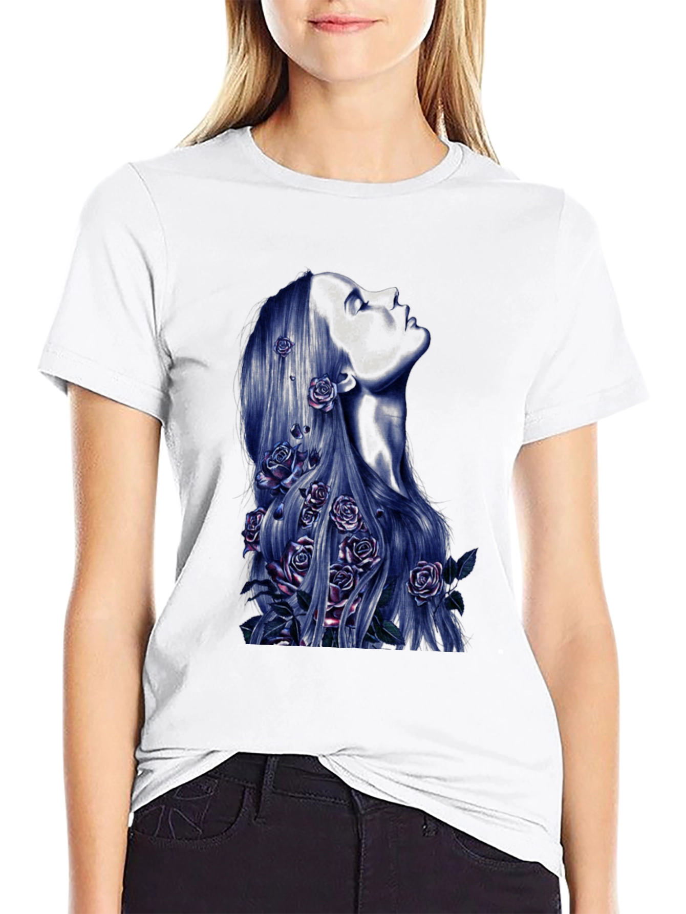 Floral Silhouette Graphic Tee - Black Unisex T-Shirt