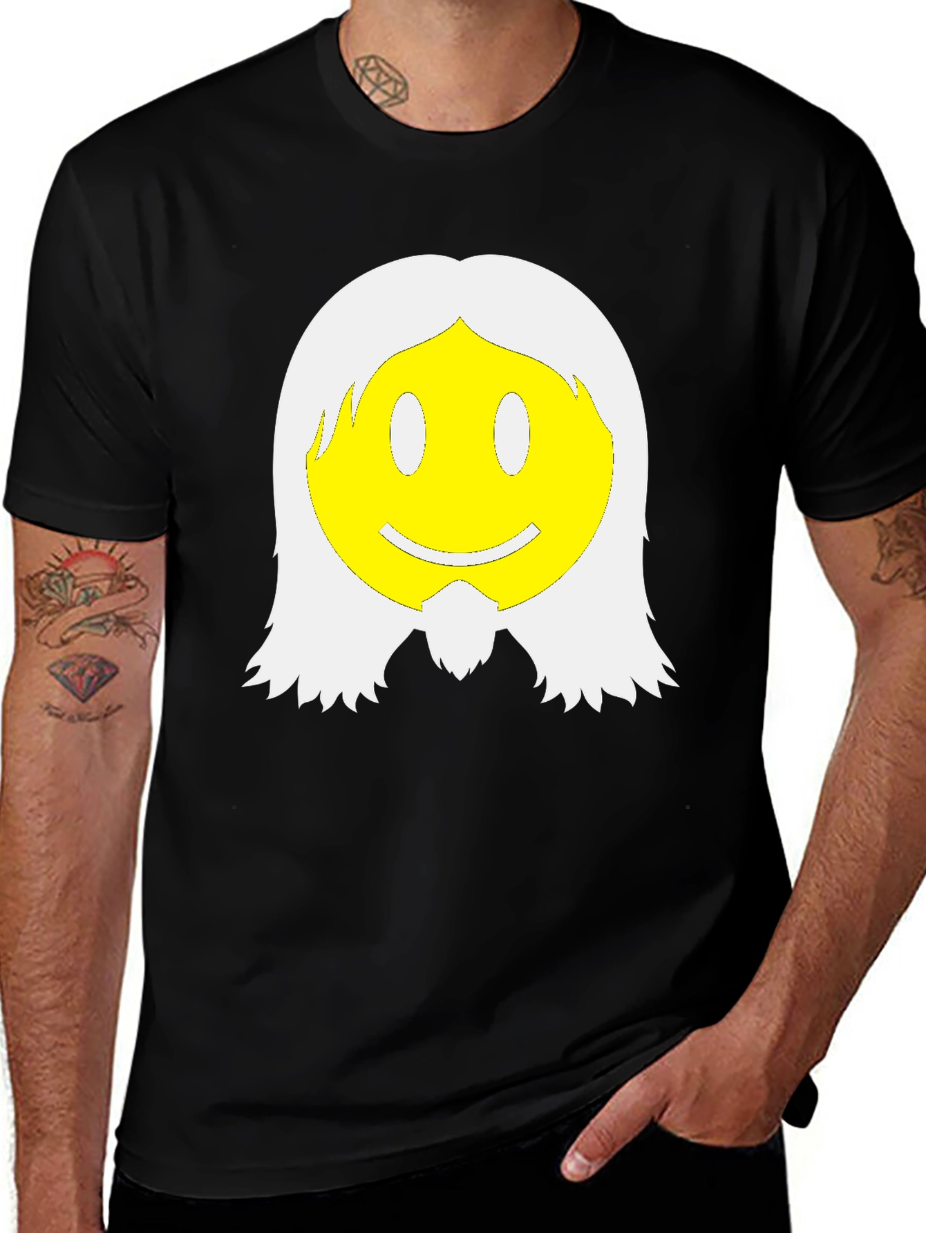 Smiley Face with Hair Graphic T-Shirt