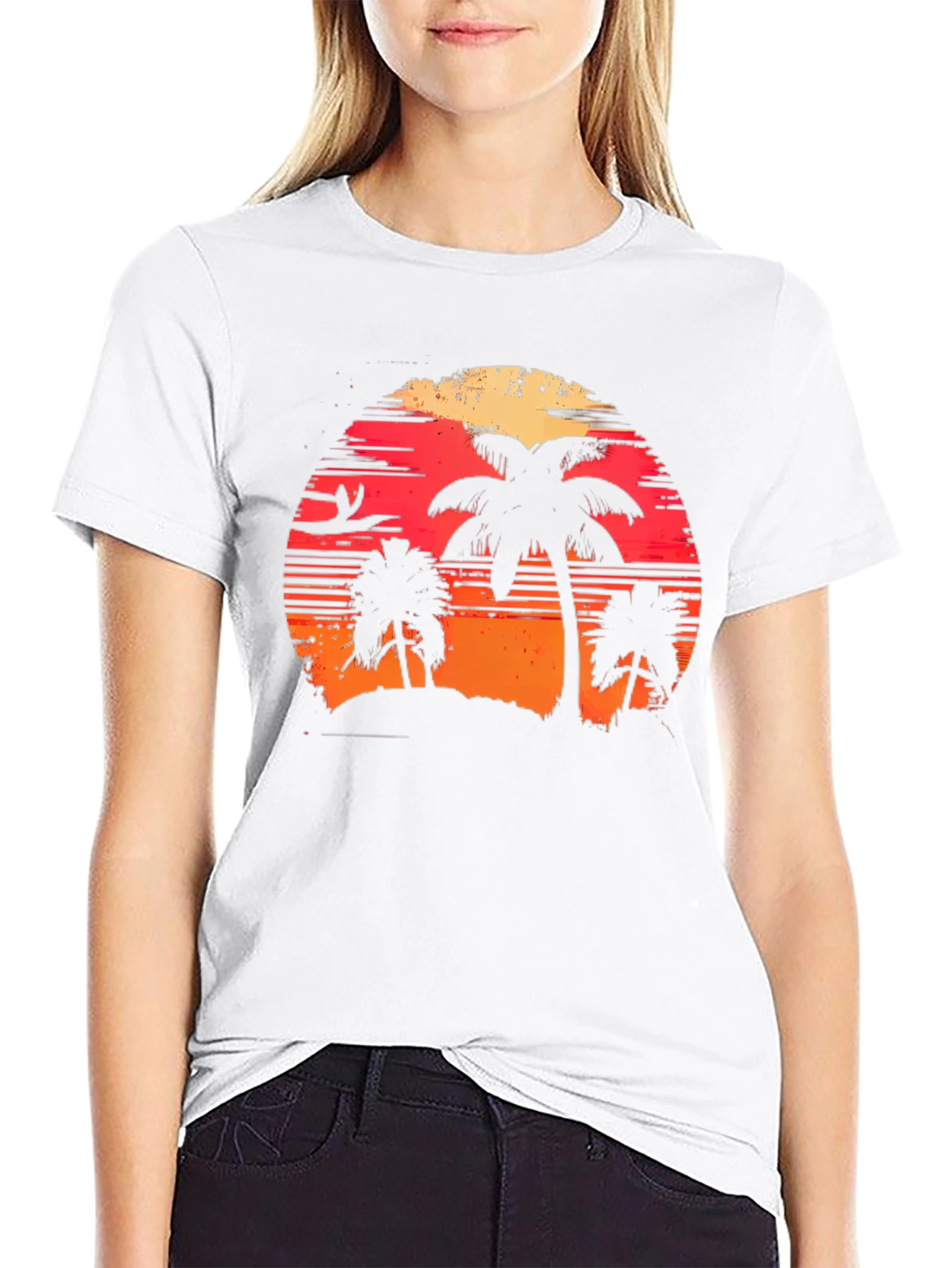 Tropical Sunset Palm Tree Graphic Tee