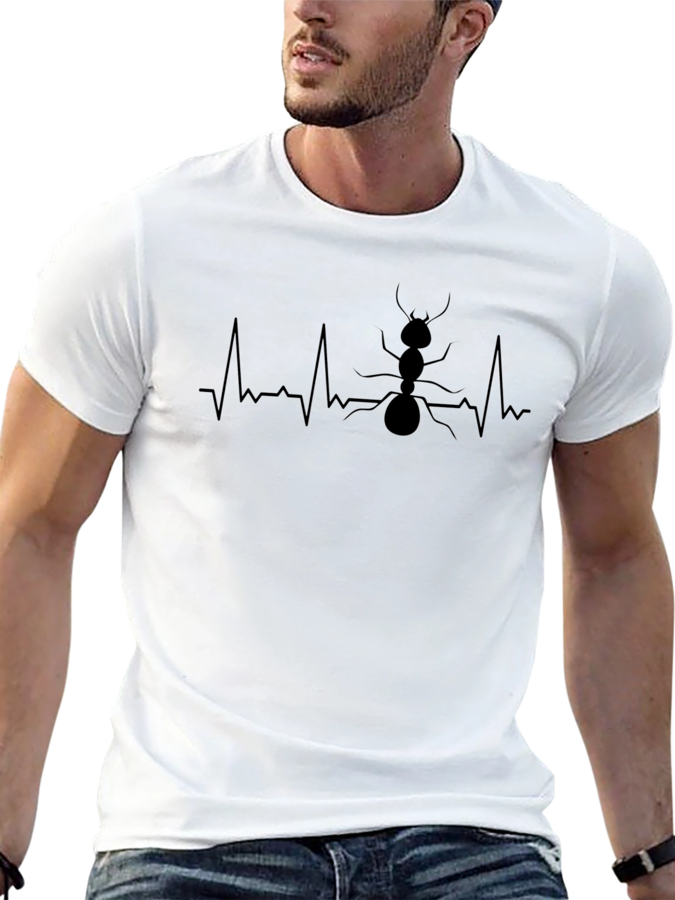 Ant Heartbeat Graphic Tee - Black Cotton Blend
