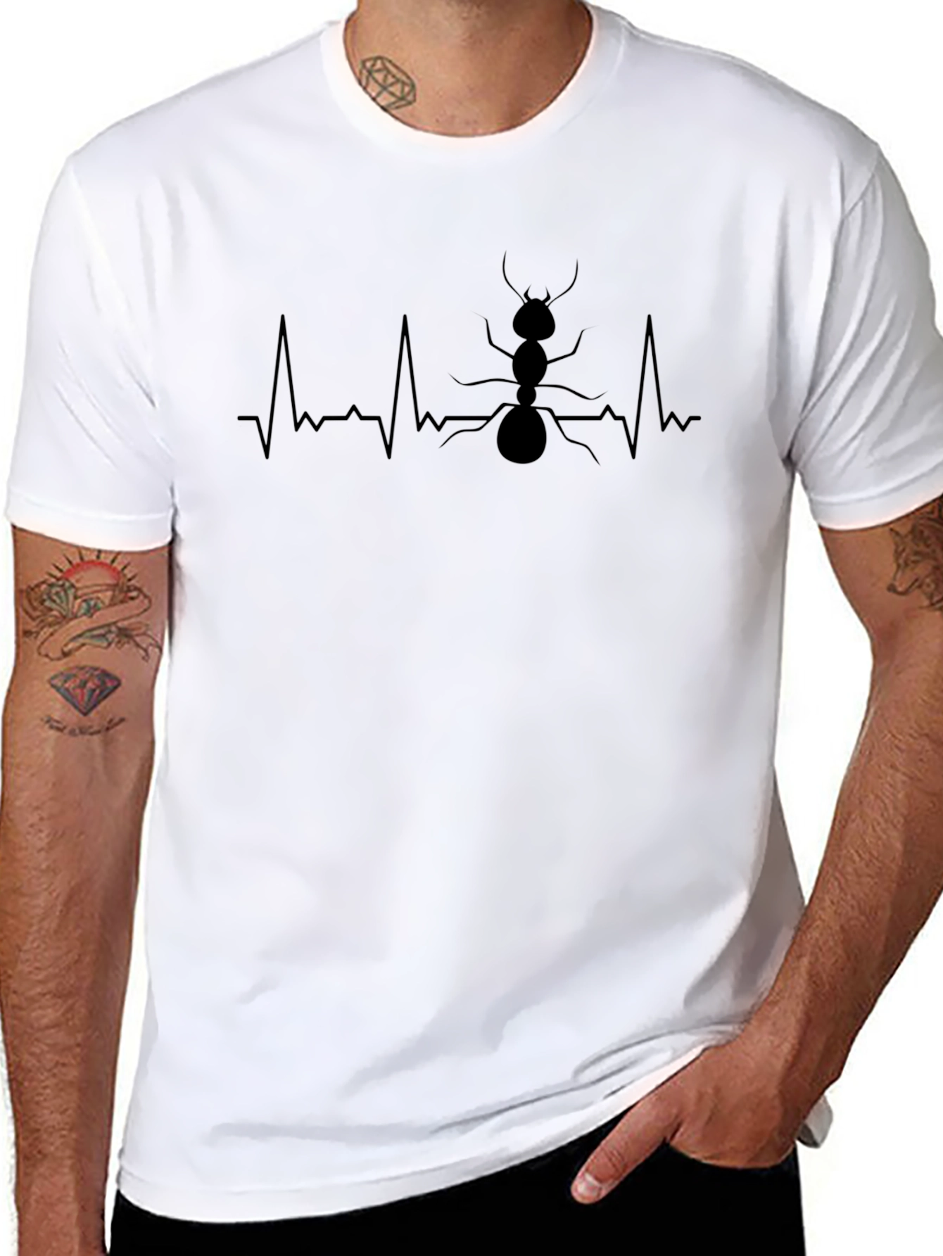 Ant Heartbeat Graphic Tee - Black Cotton Blend