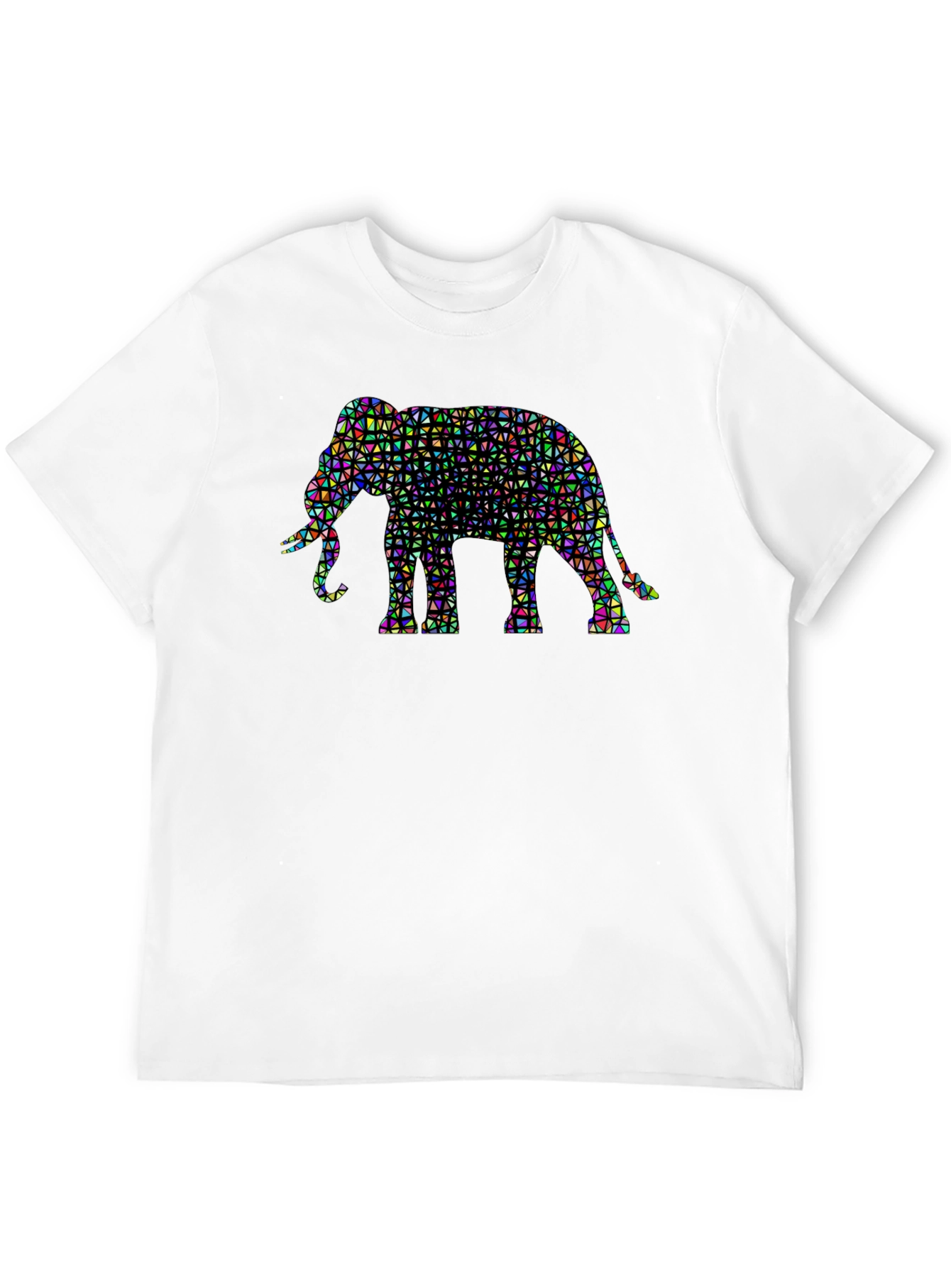 Geometric Elephant Graphic Tee - Black Cotton Shirt