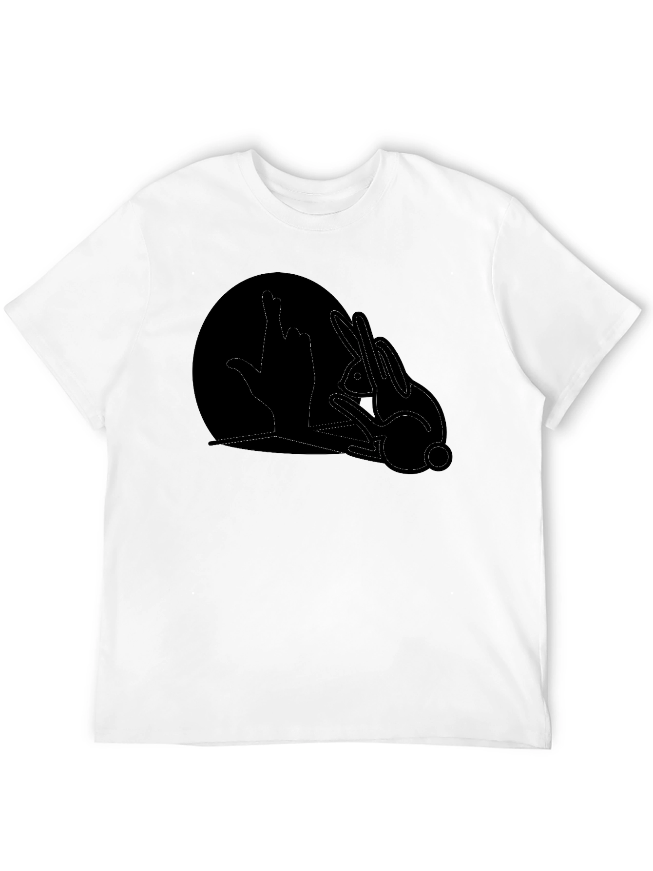 Rabbit Shadow Hand Gesture Black T-Shirt