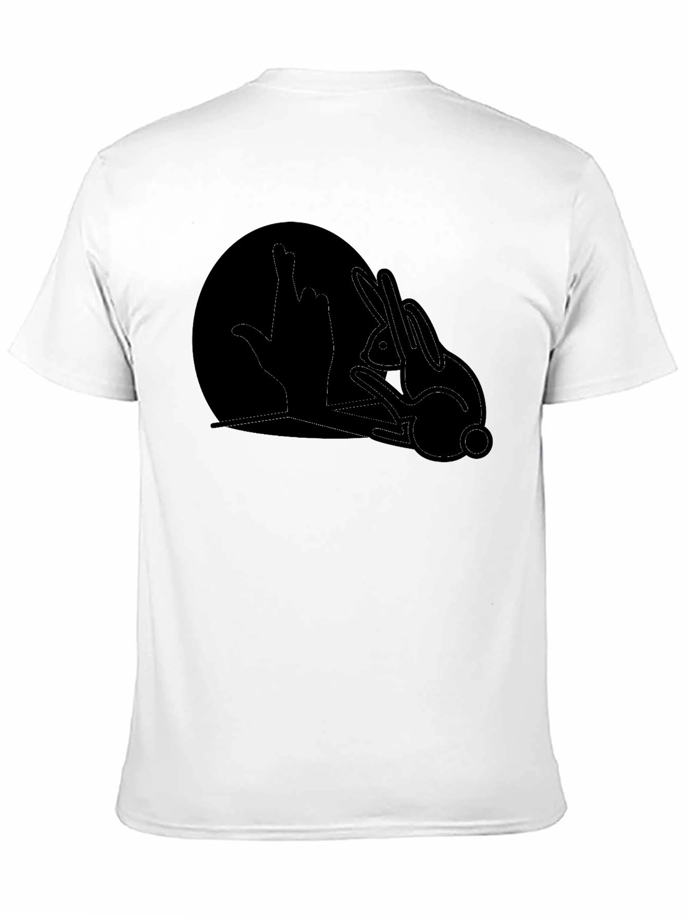 Rabbit Shadow Hand Gesture Black T-Shirt