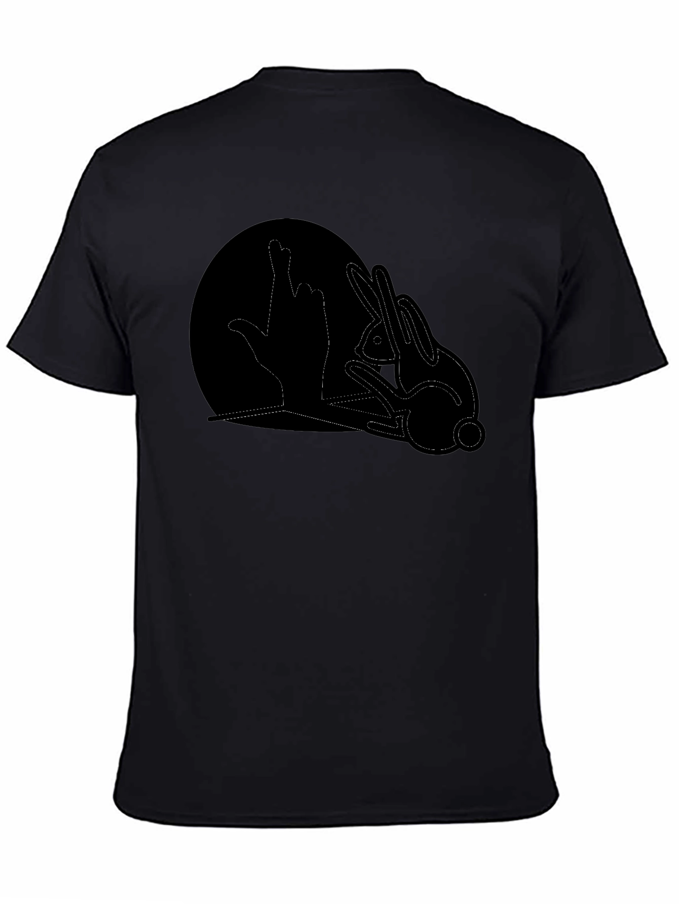 Rabbit Shadow Hand Gesture Black T-Shirt