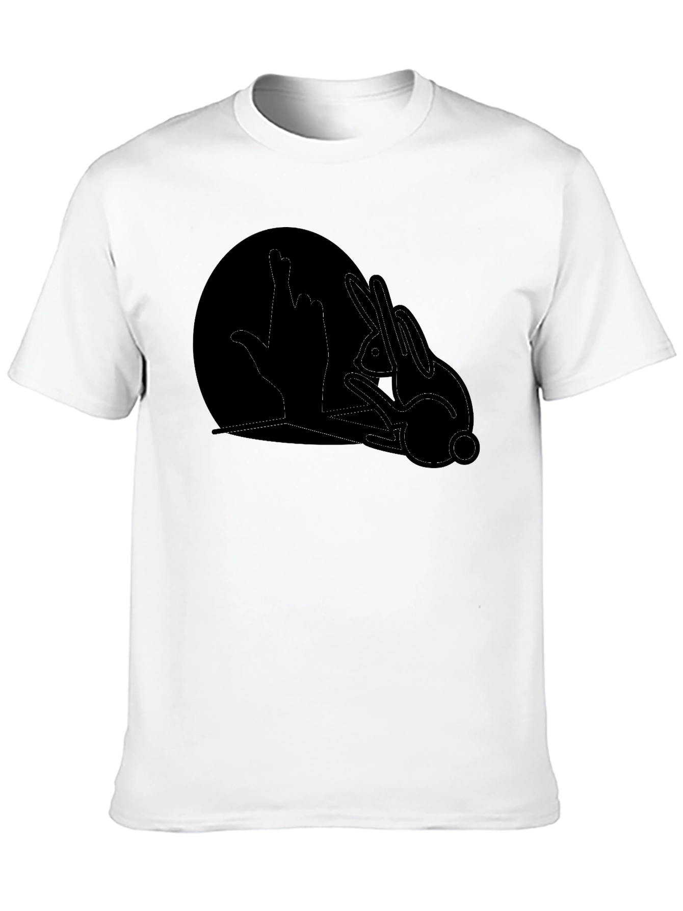 Rabbit Shadow Hand Gesture Black T-Shirt