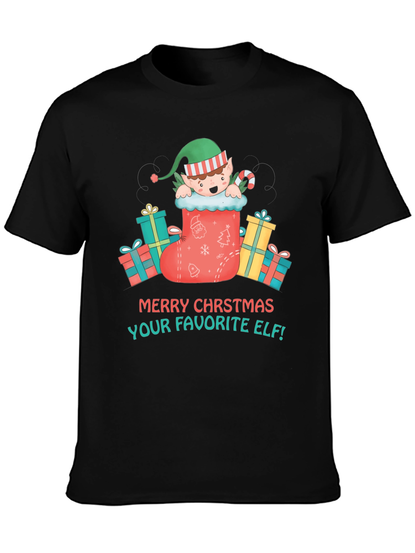 Merry Christmas Elf Graphic T-Shirt