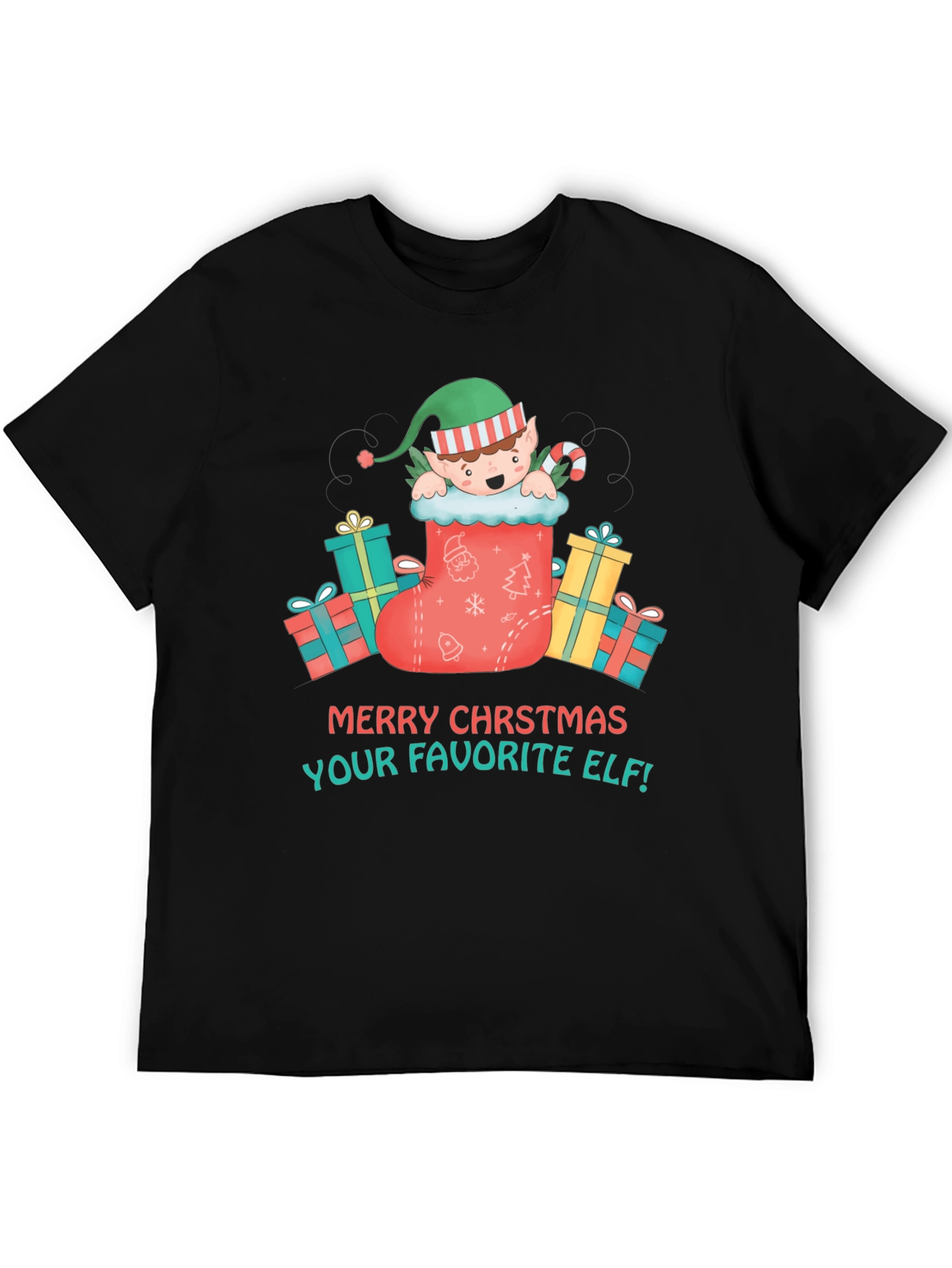 Merry Christmas Elf Graphic T-Shirt