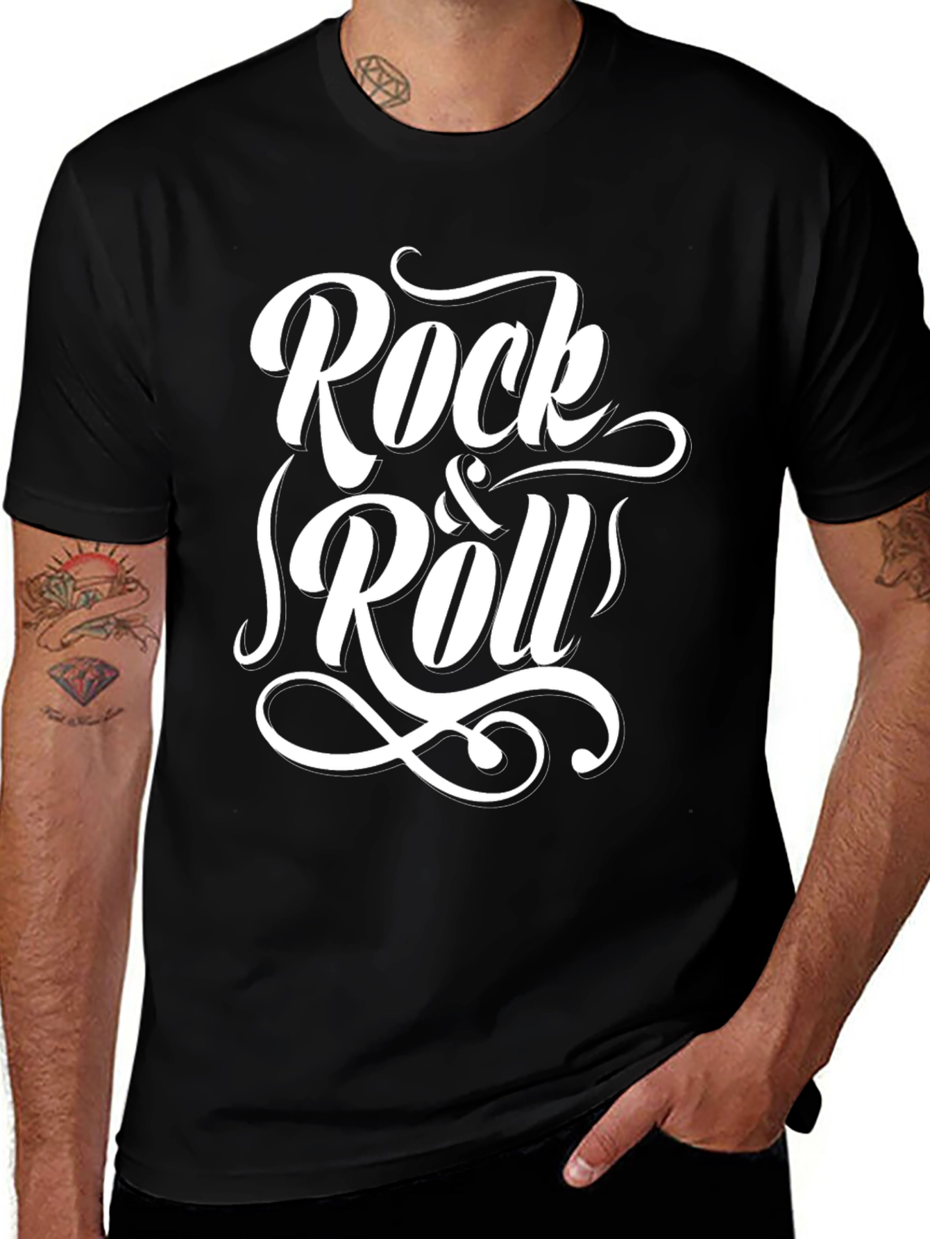 Rock & Roll Graphic T-Shirt - Black