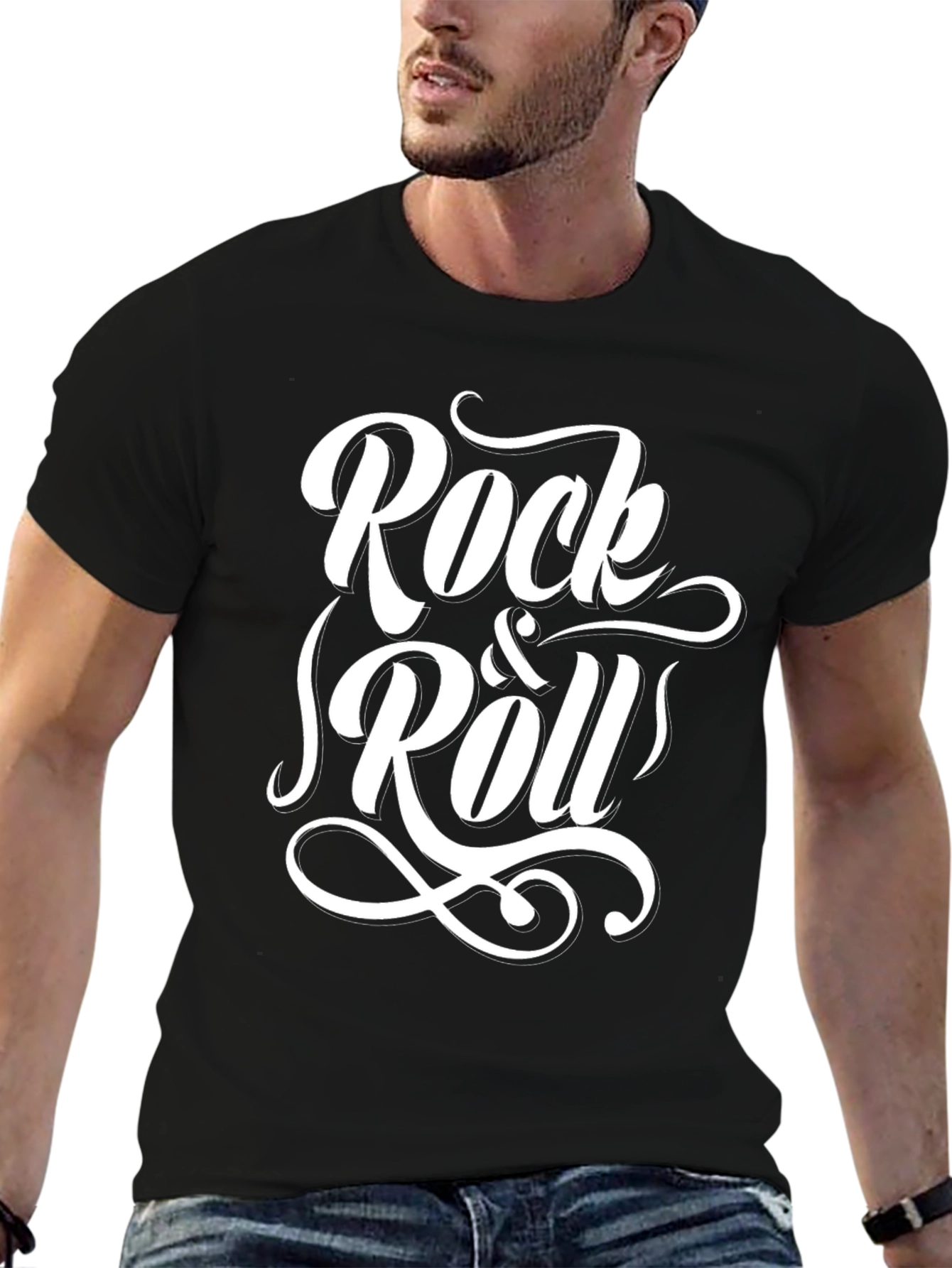 Rock & Roll Graphic T-Shirt - Black