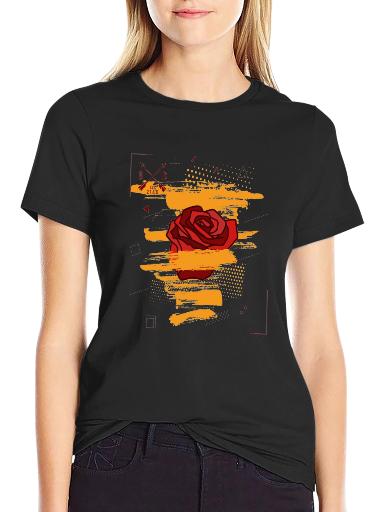 Rose Graphic Black T-Shirt - Trendy Streetwear