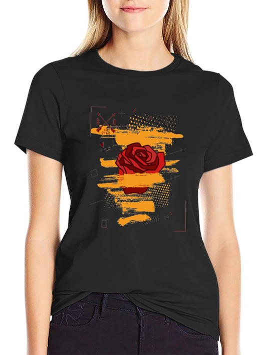 Rose Graphic Black T-Shirt - Trendy Streetwear