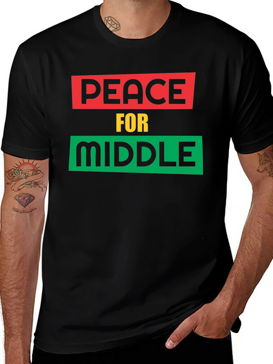 Peace For Middle East T-Shirt - Black Cotton Tee