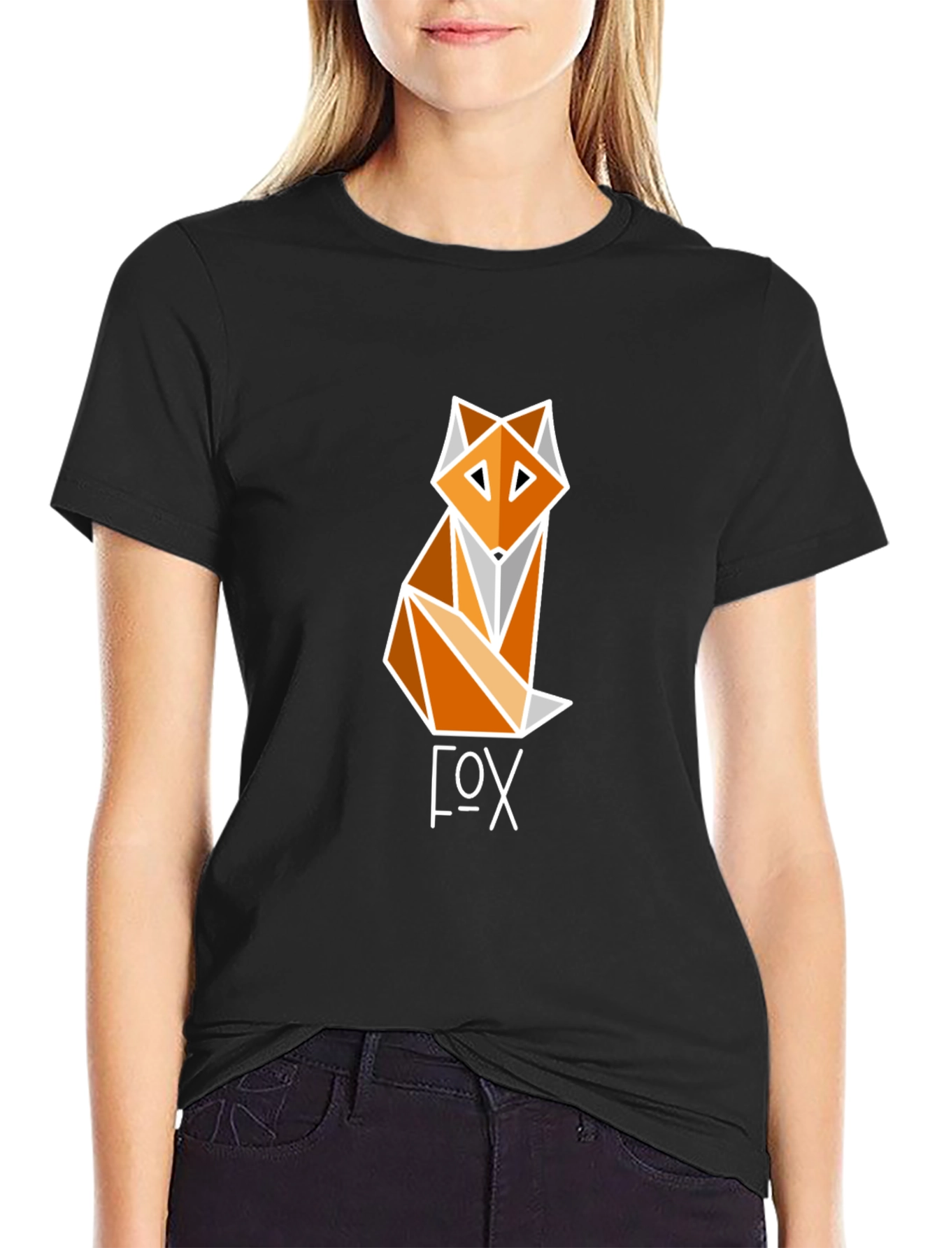 Geometric Fox Graphic Tee - Modern Design T-Shirt