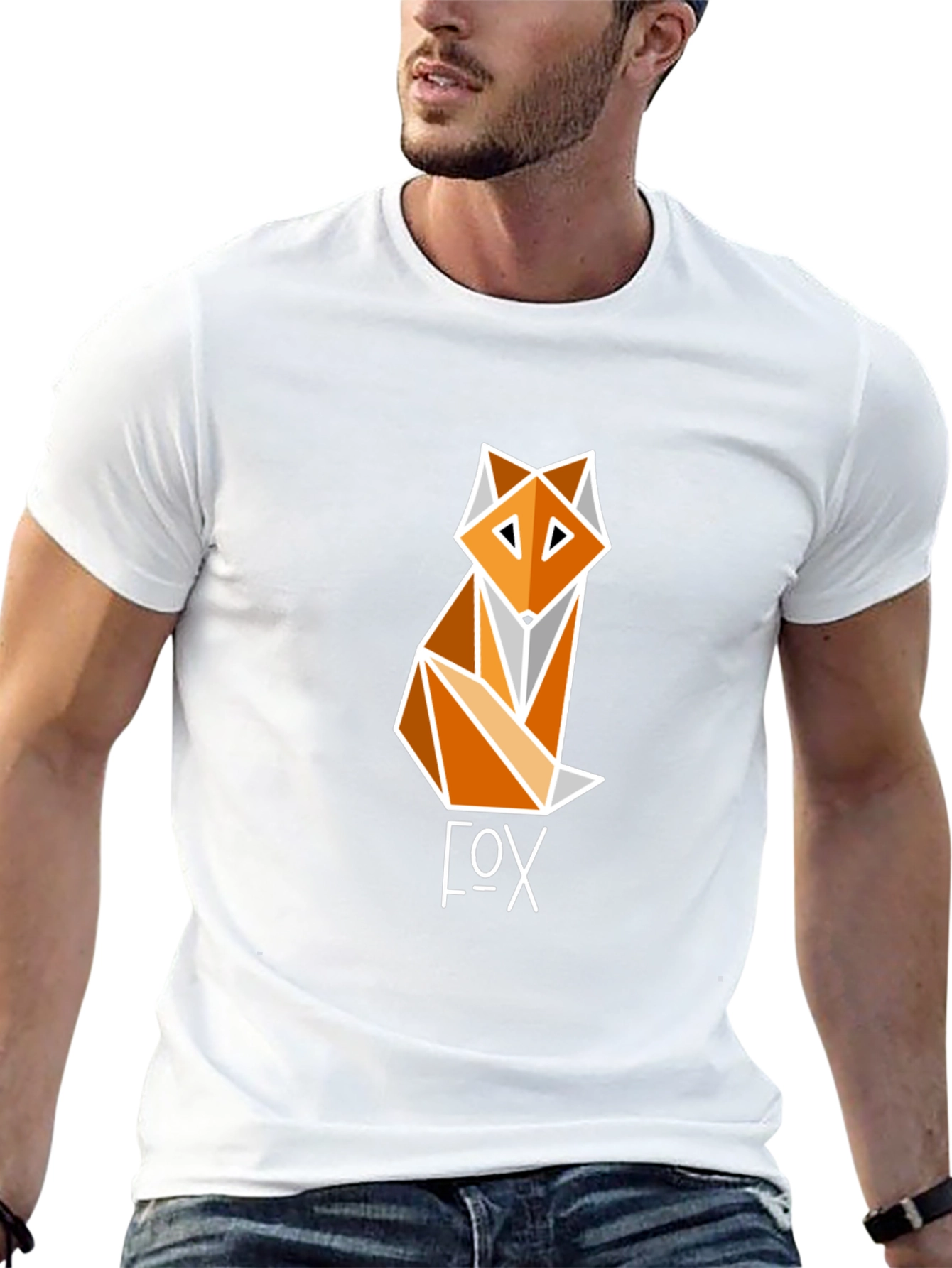 Geometric Fox Graphic Tee - Modern Design T-Shirt