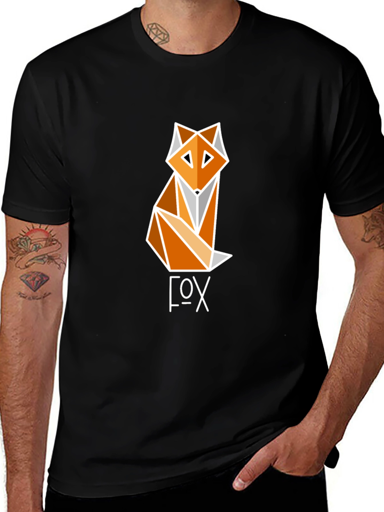 Geometric Fox Graphic Tee - Modern Design T-Shirt