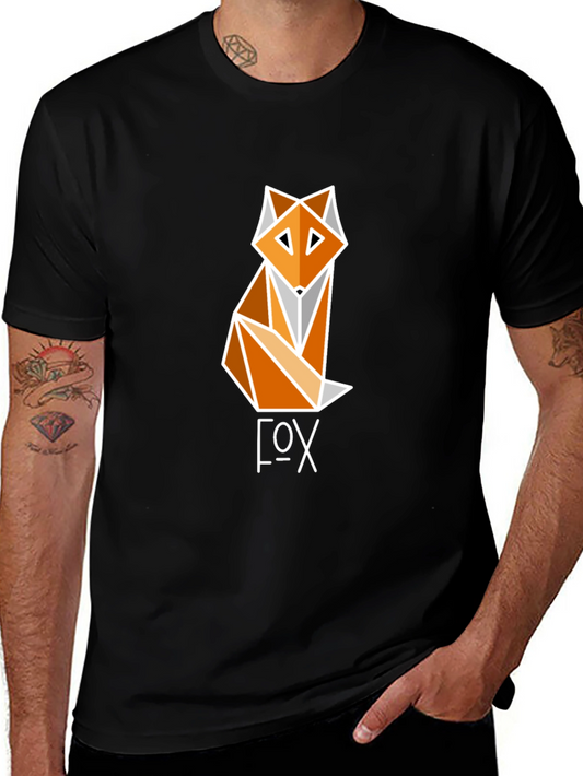 Geometric Fox Graphic Tee - Modern Design T-Shirt
