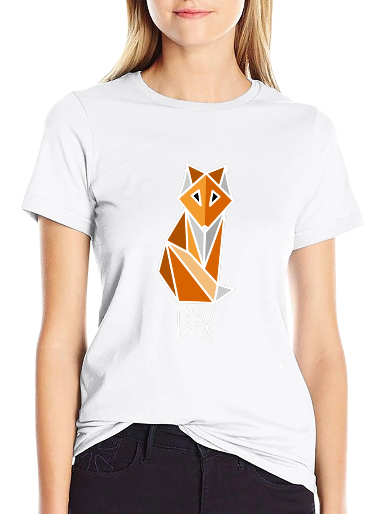 Geometric Fox Graphic Tee - Modern Design T-Shirt