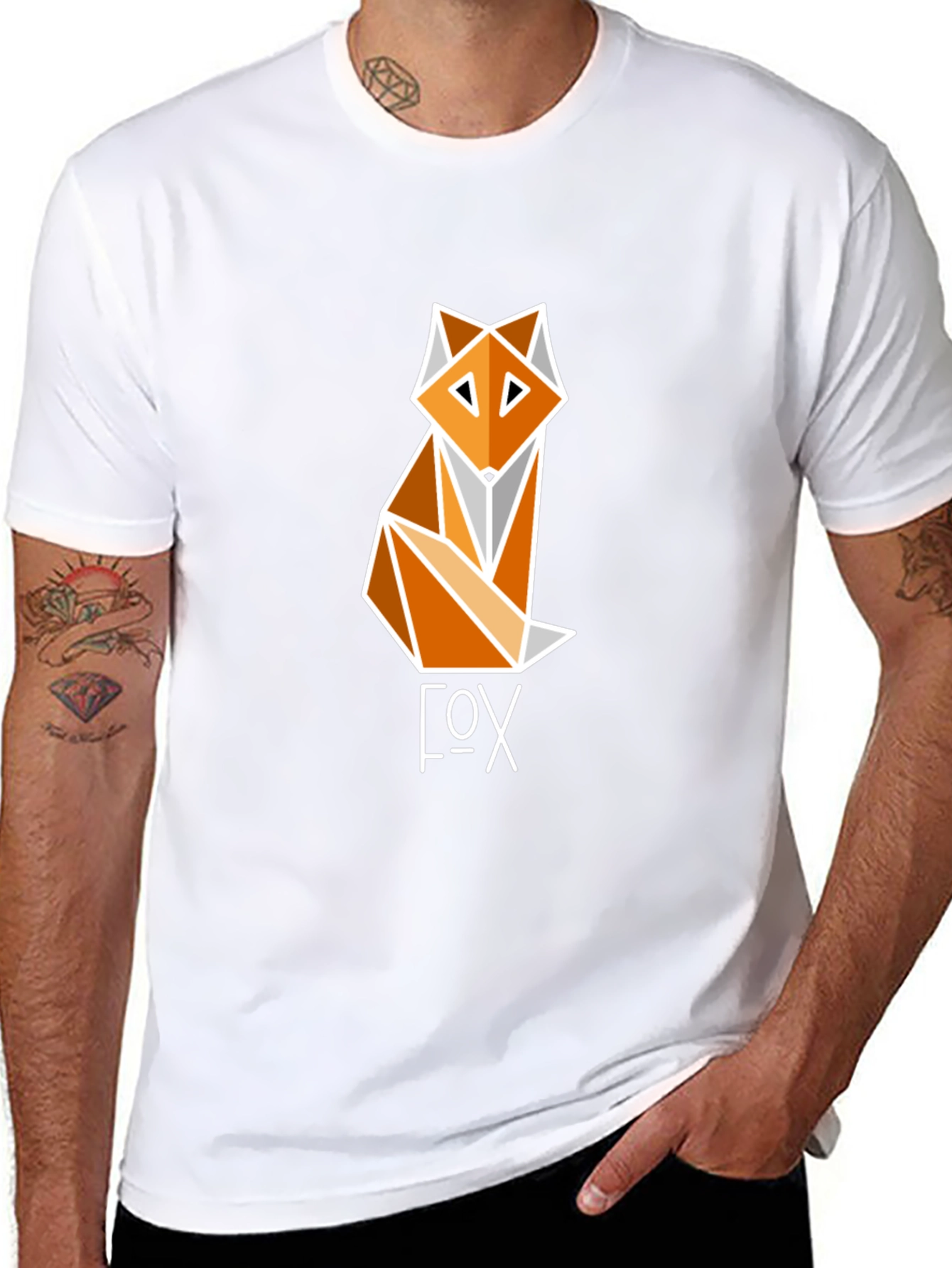 Geometric Fox Graphic Tee - Modern Design T-Shirt
