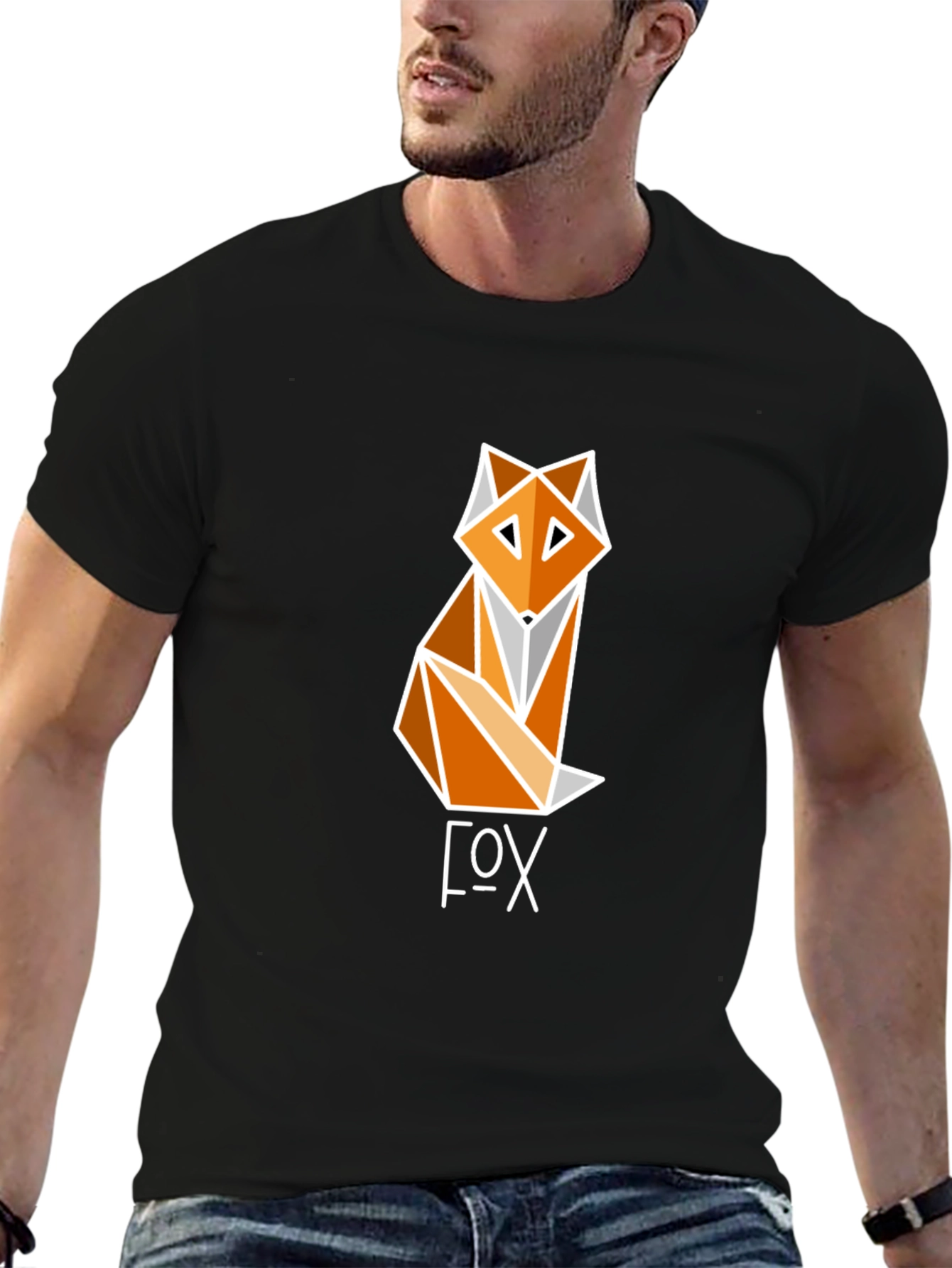 Geometric Fox Graphic Tee - Modern Design T-Shirt