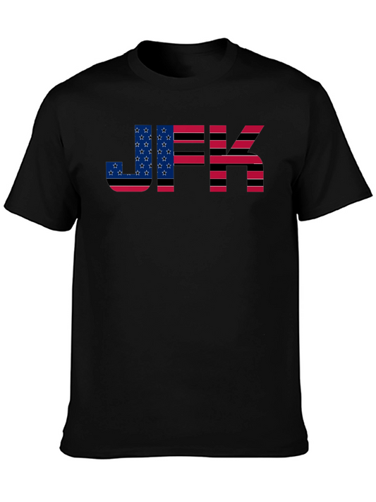 JFK American Flag Graphic Black T-Shirt