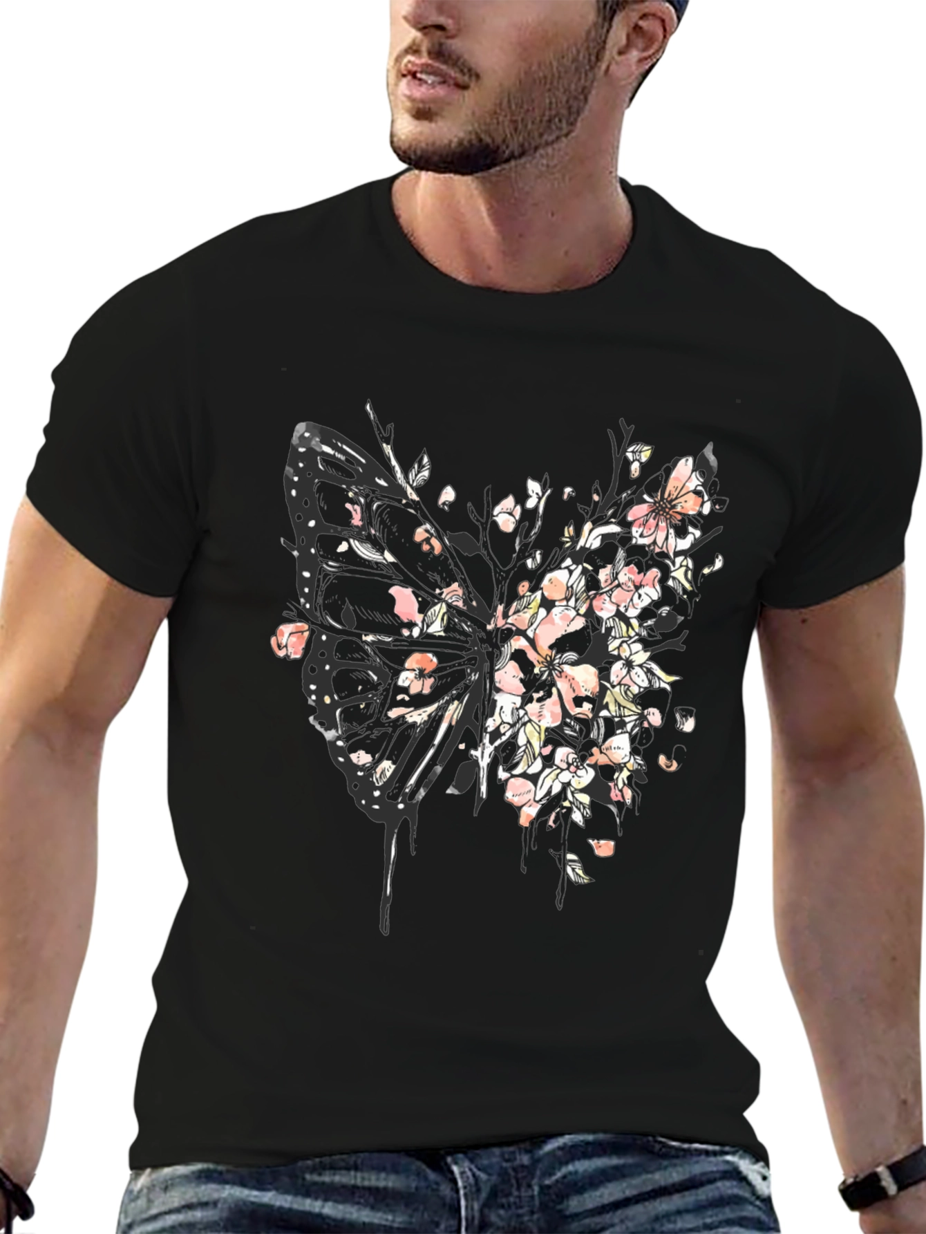 Butterfly Blossom Graphic Tee - Black