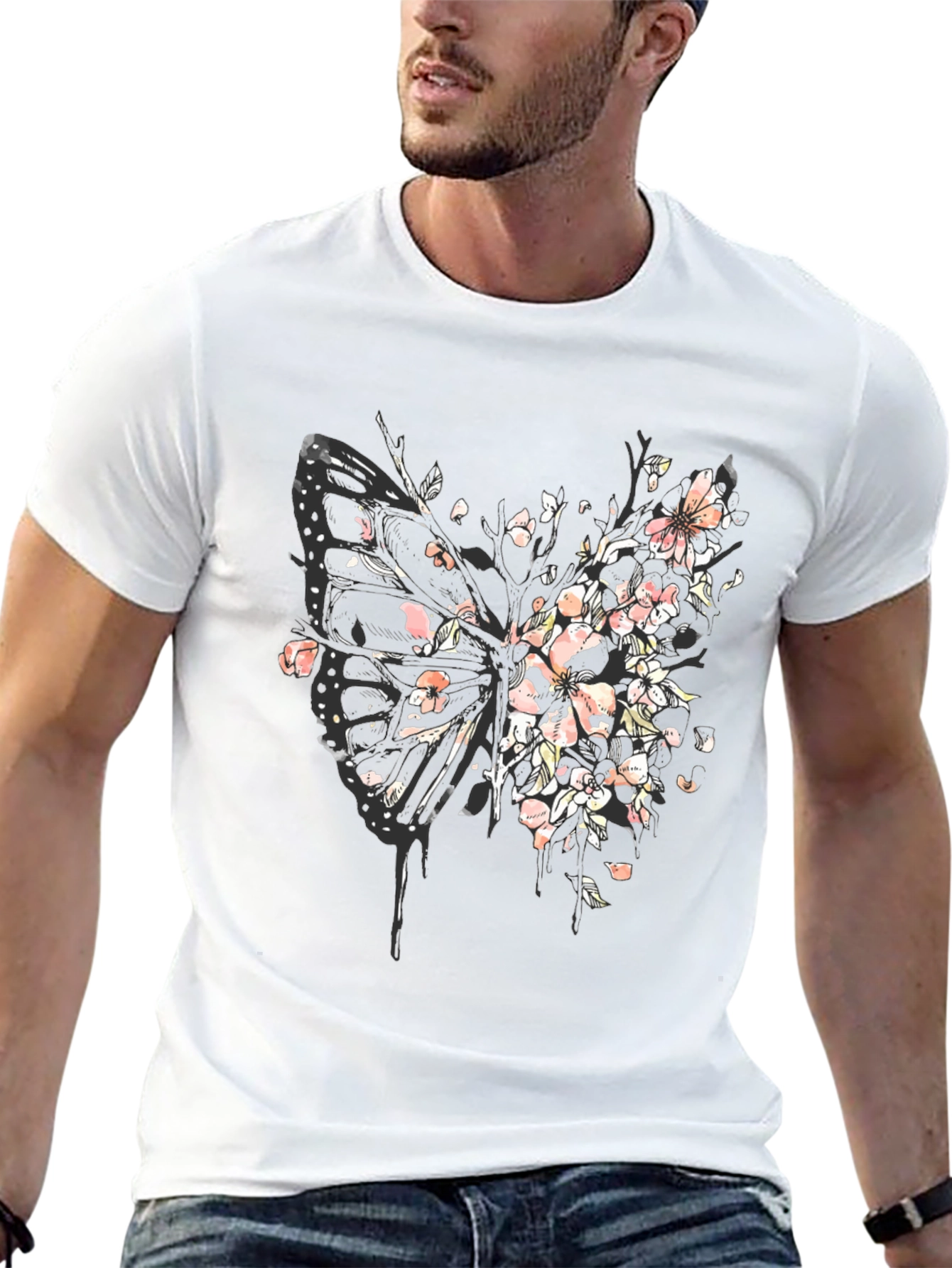 Butterfly Blossom Graphic Tee - Black