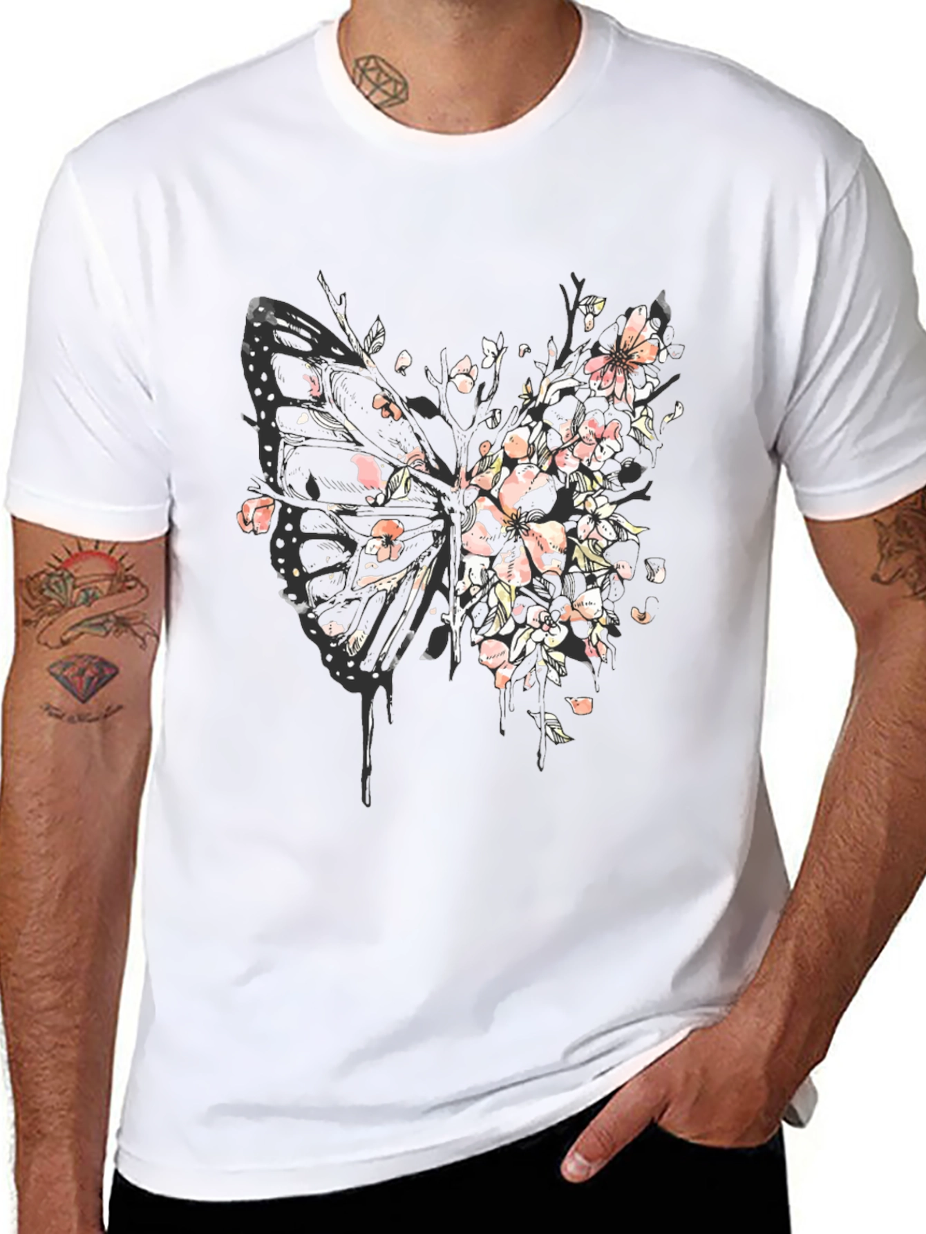 Butterfly Blossom Graphic Tee - Black