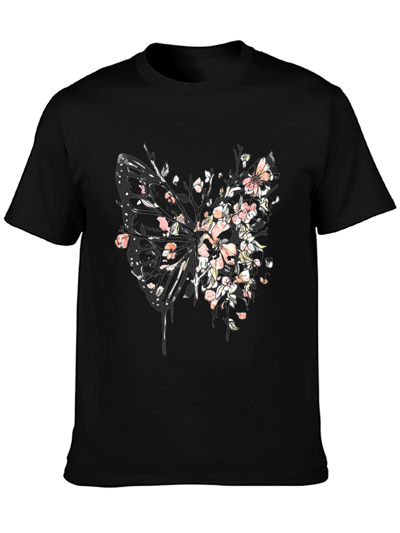 Butterfly Blossom Graphic Tee - Black