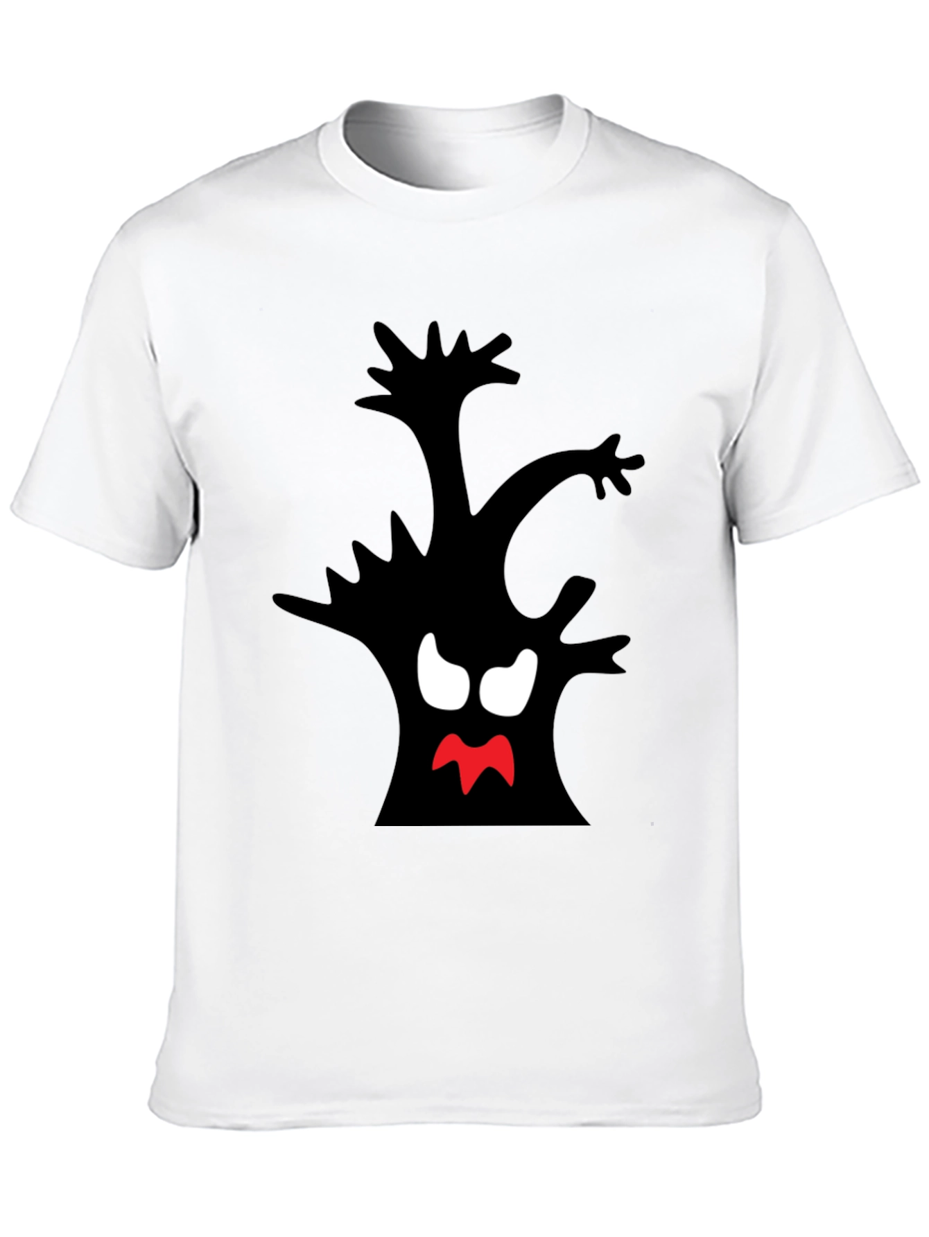 Spooky Tree Graphic Tee - Black Cotton T-Shirt