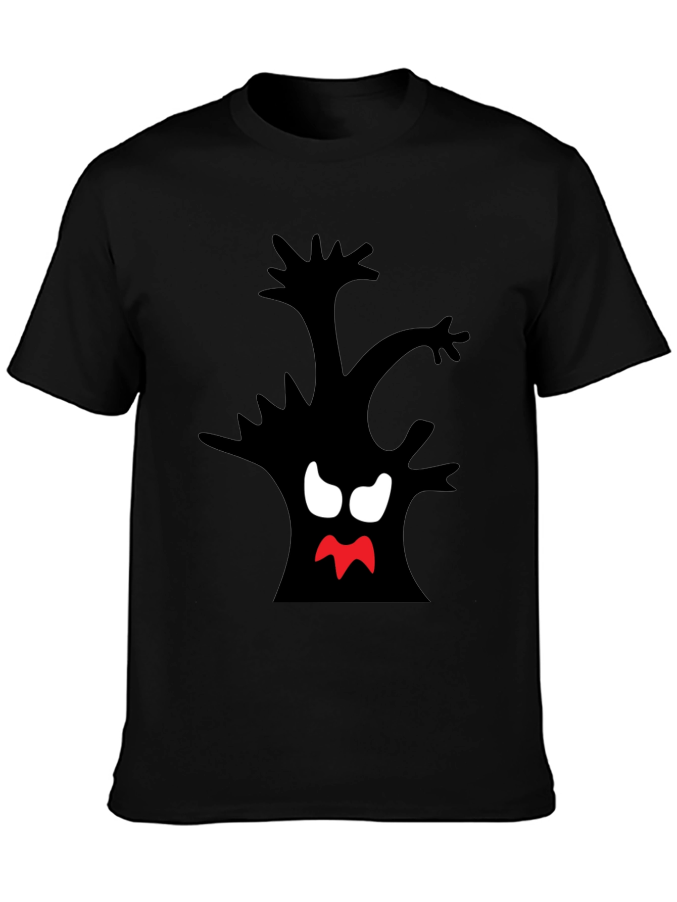 Spooky Tree Graphic Tee - Black Cotton T-Shirt