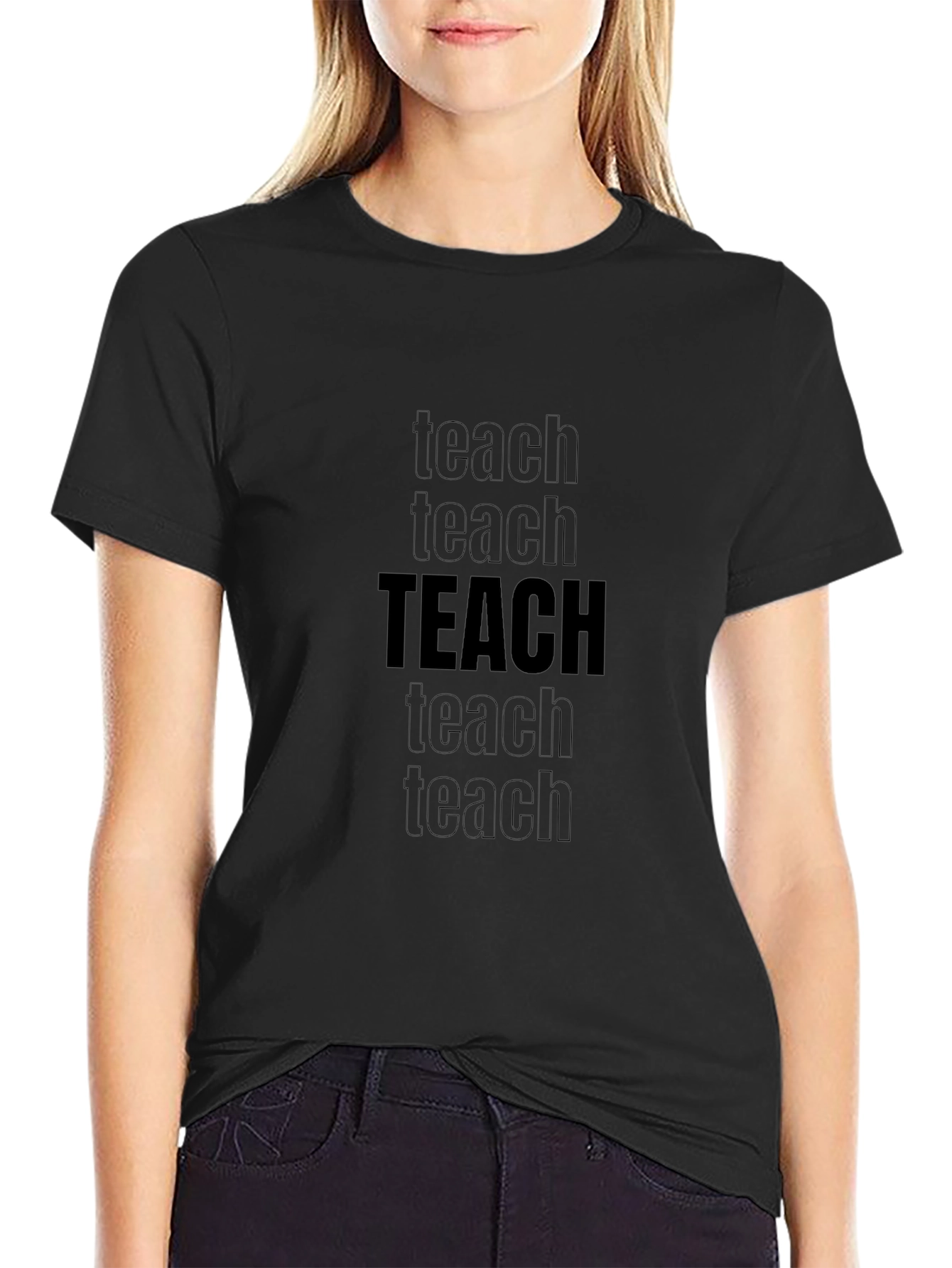 Teach Graphic Print Black T-Shirt