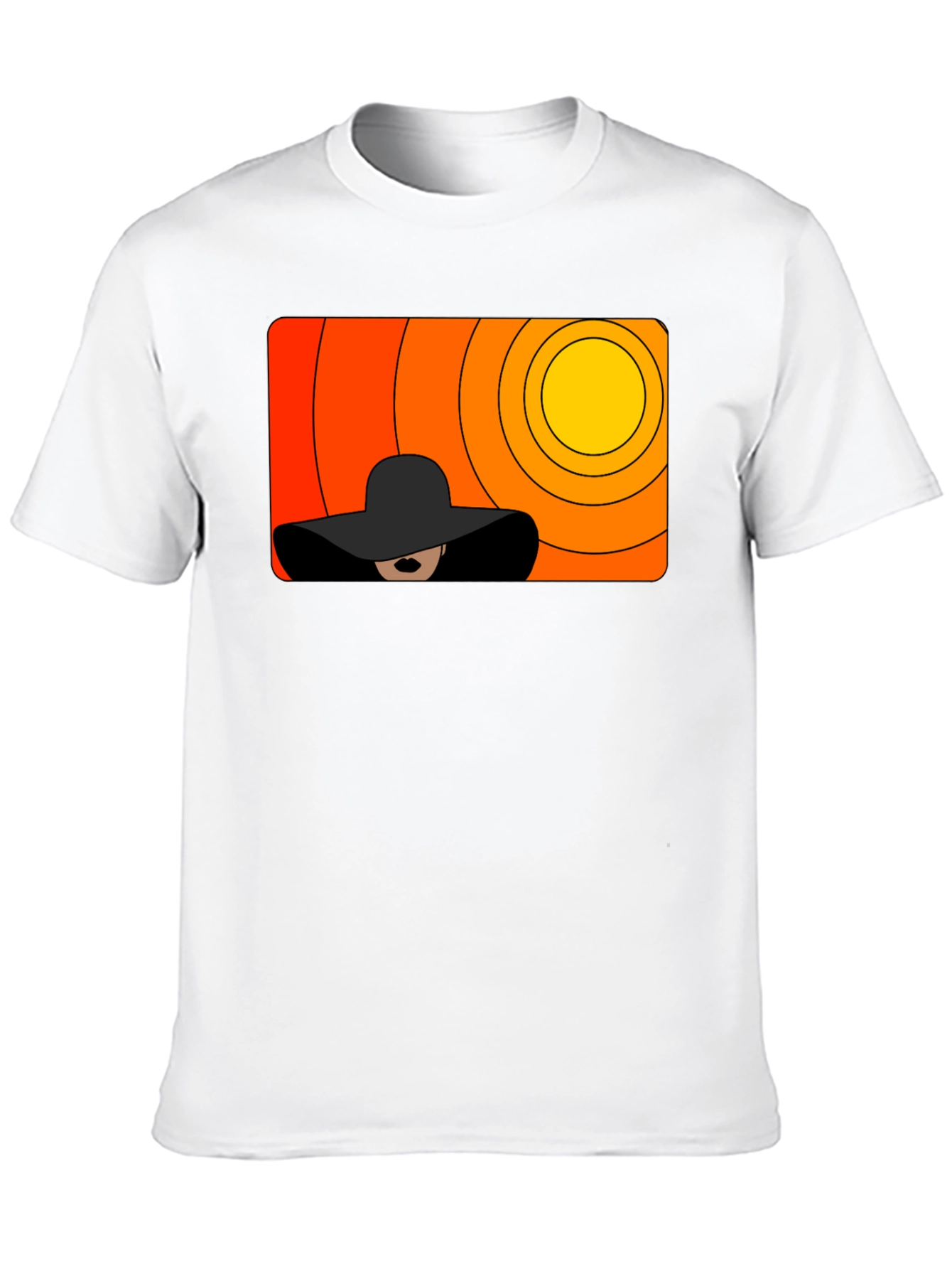 Stylish Black T-Shirt with Abstract Sunset Graphic